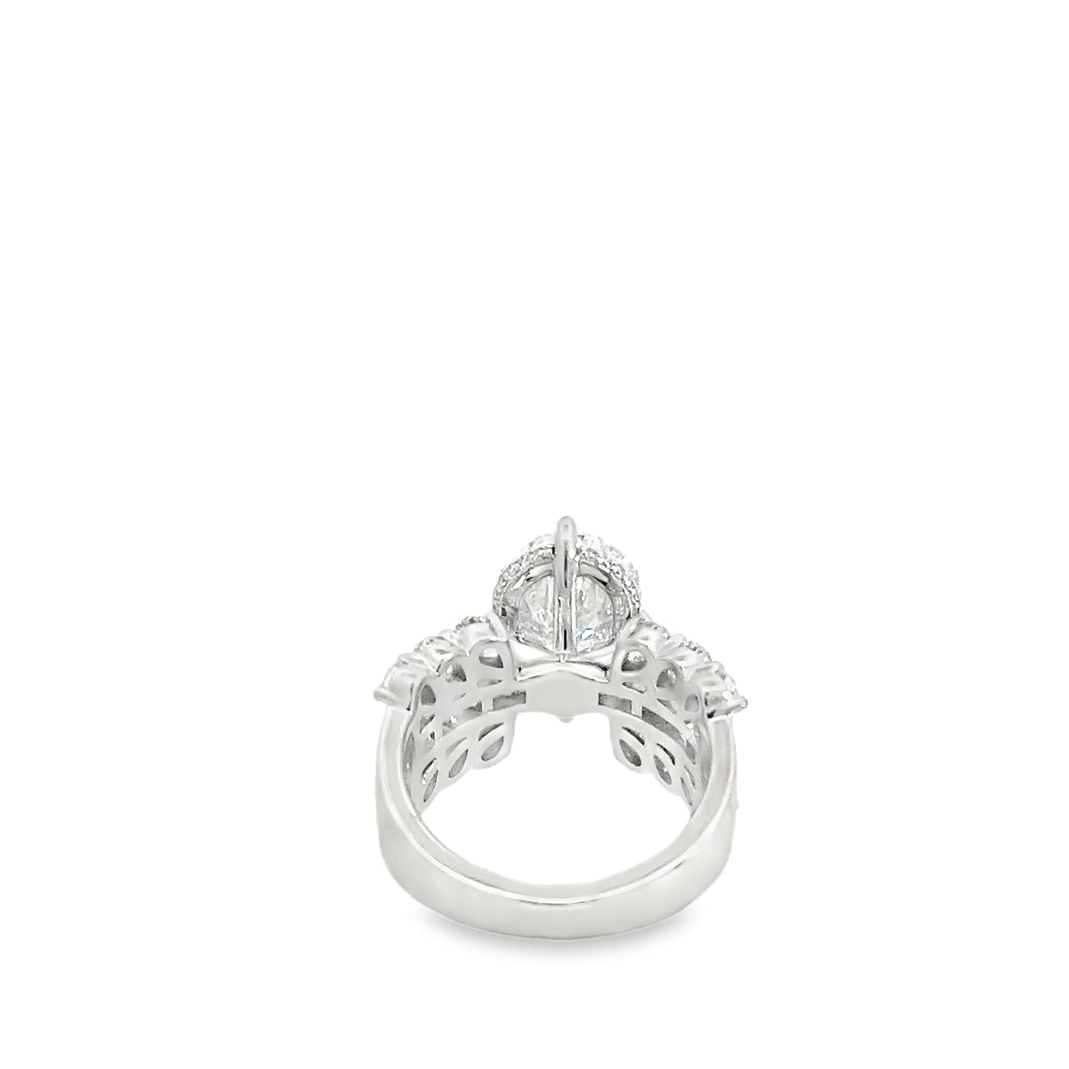 LAB GROWN PEAR AND BAGUETTE DIAMONDS 5.65ctw PRONG SET CUSTOM RING