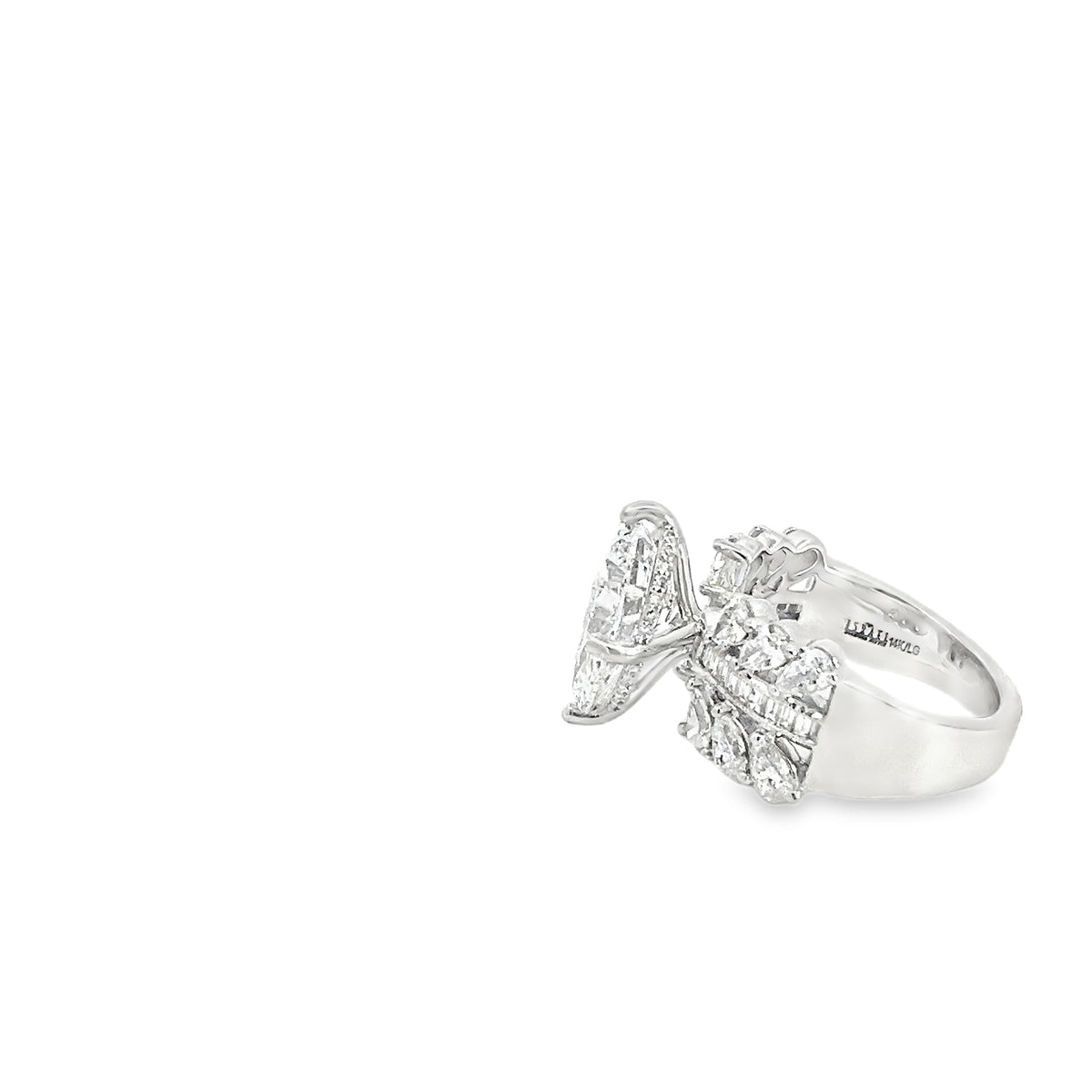 LAB GROWN PEAR AND BAGUETTE DIAMONDS 5.65ctw PRONG SET CUSTOM RING