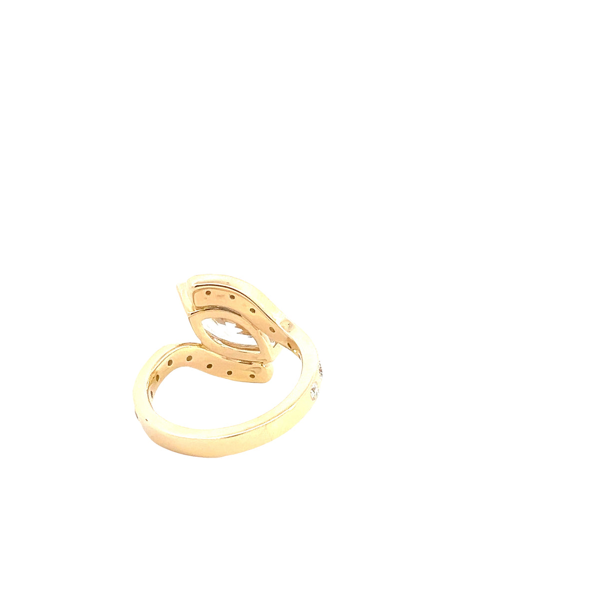 LAB GROWN MARQUISE AND ROUND DIAMONDS 3.51ctw BEZEL BYPASS RING