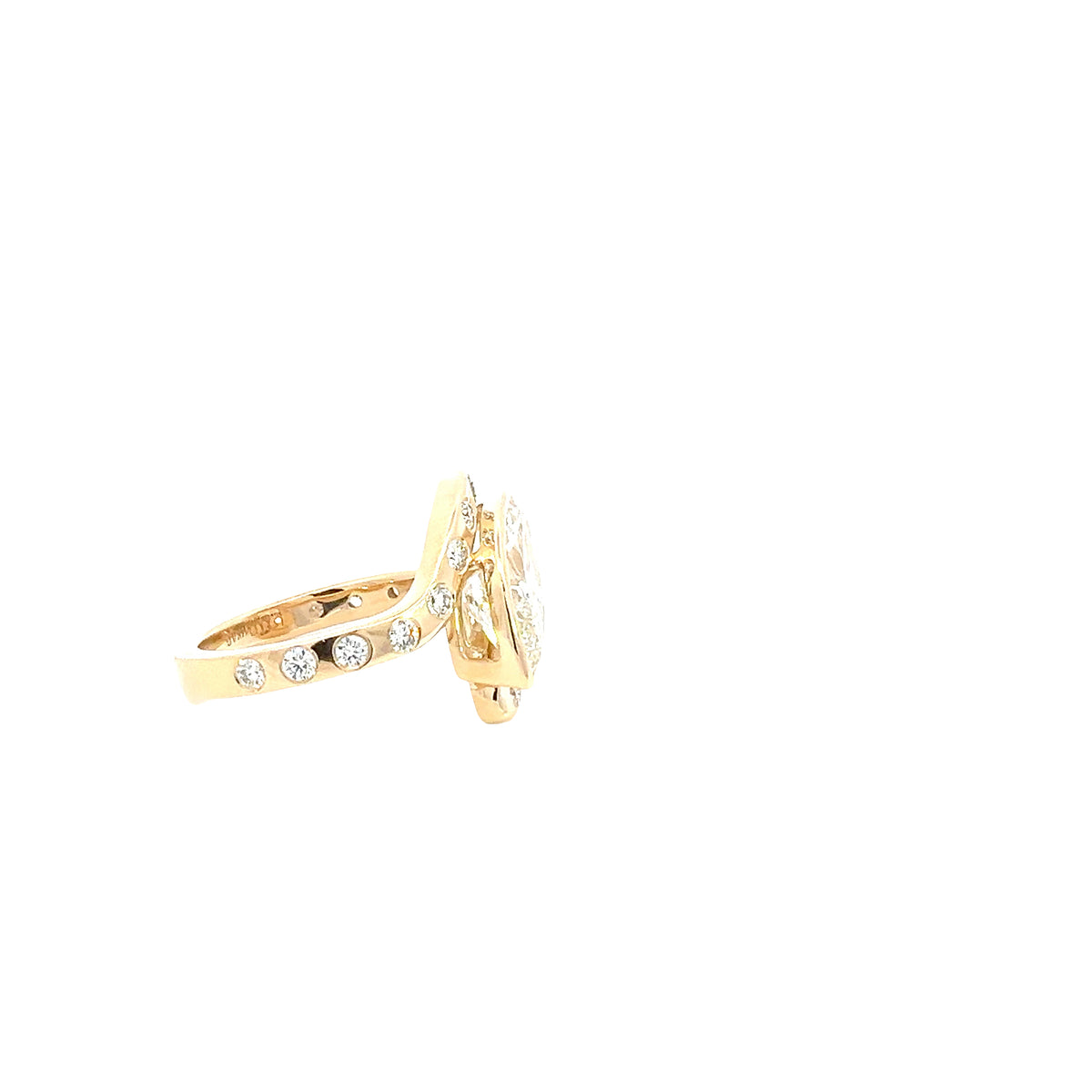 LAB GROWN MARQUISE AND ROUND DIAMONDS 3.51ctw BEZEL BYPASS RING