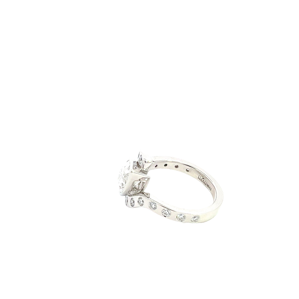 LAB GROWN MARQUISE AND ROUND DIAMONDS 3.56ctw BEZEL BYPASS RING