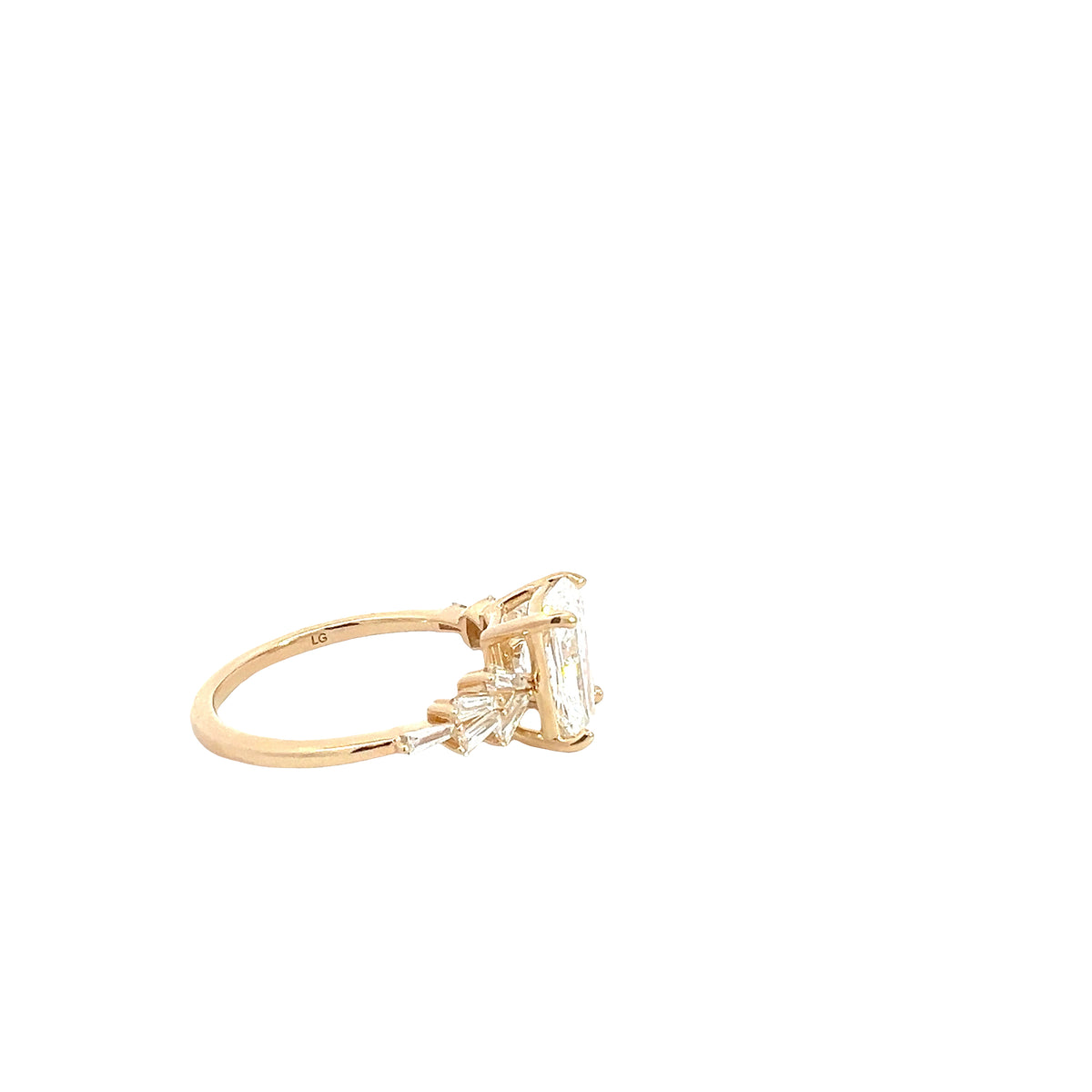 LAB GROWN RADIANT AND BAGUETTE DIAMONDS 2.38ctw PRONG SET RING