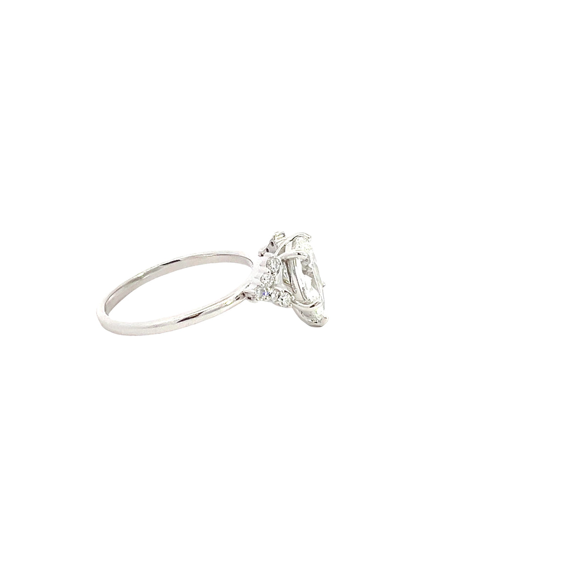 LAB GROWN PEAR AND ROUND DIAMONDS 1.70ctw PRONG SET RING