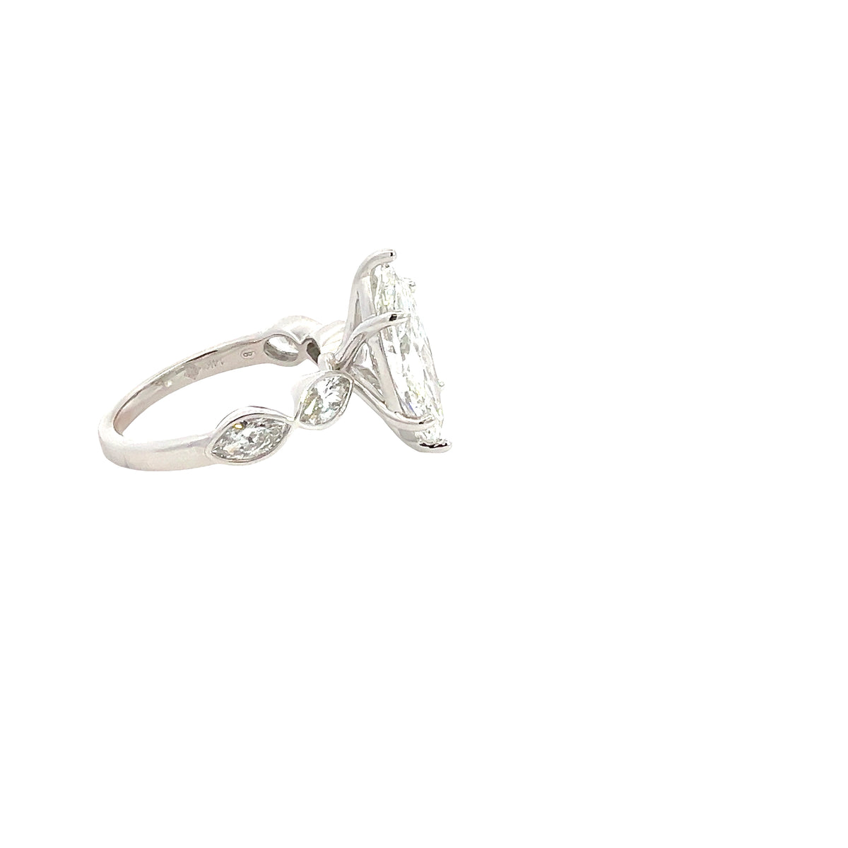 LAB GROWN MARQUISE DIAMONDS 4.39ctw BEZEL SIDES RING