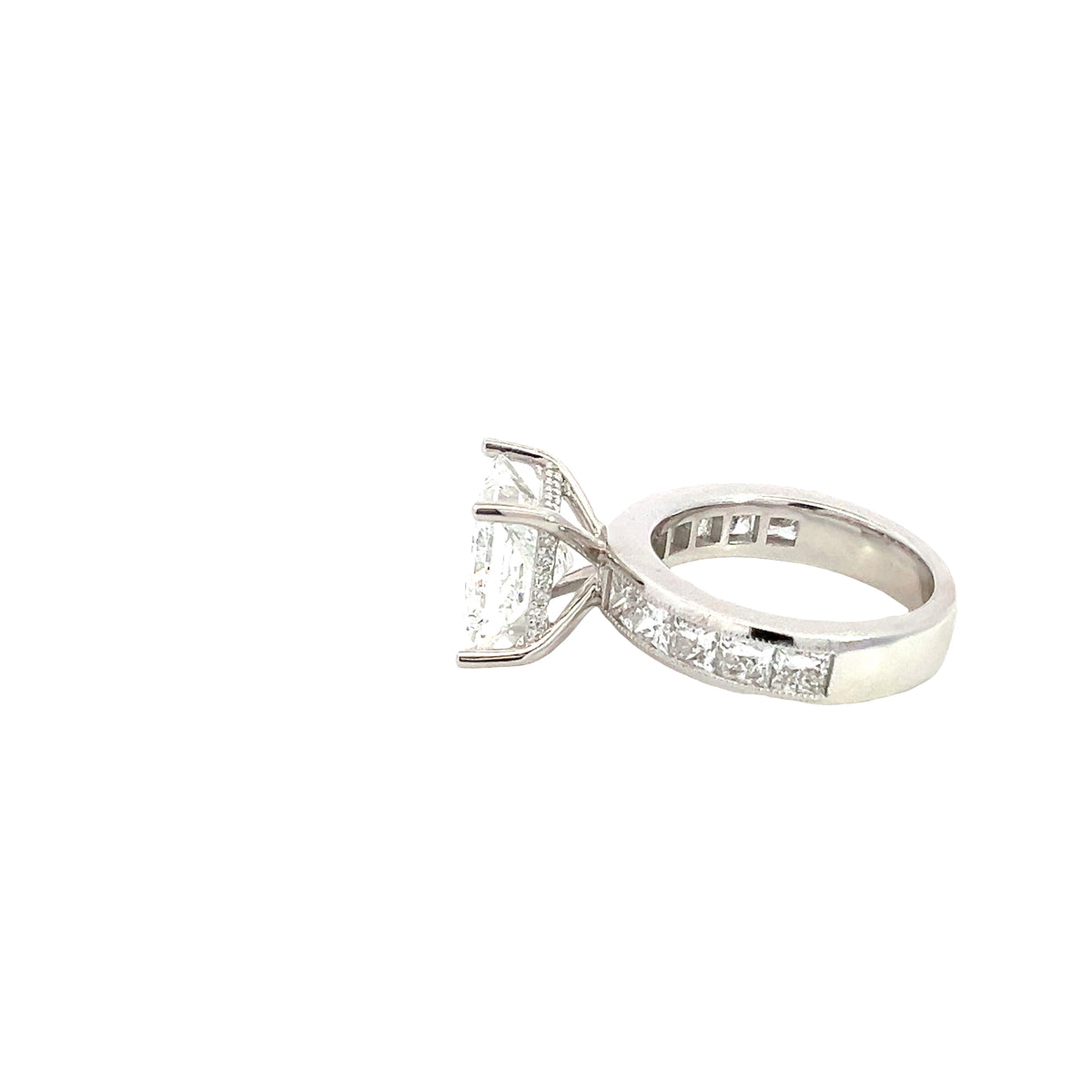 LAB GROWN PRINCESS CUT DIAMONDS 6.92ctw CHANNEL SET RING