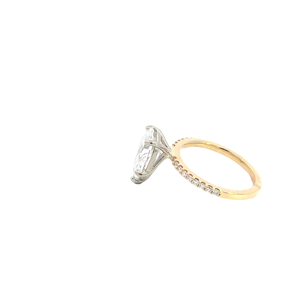 LAB GROWN PEAR AND ROUND DIAMONDS 3 1/3ctw PRONG SET RING