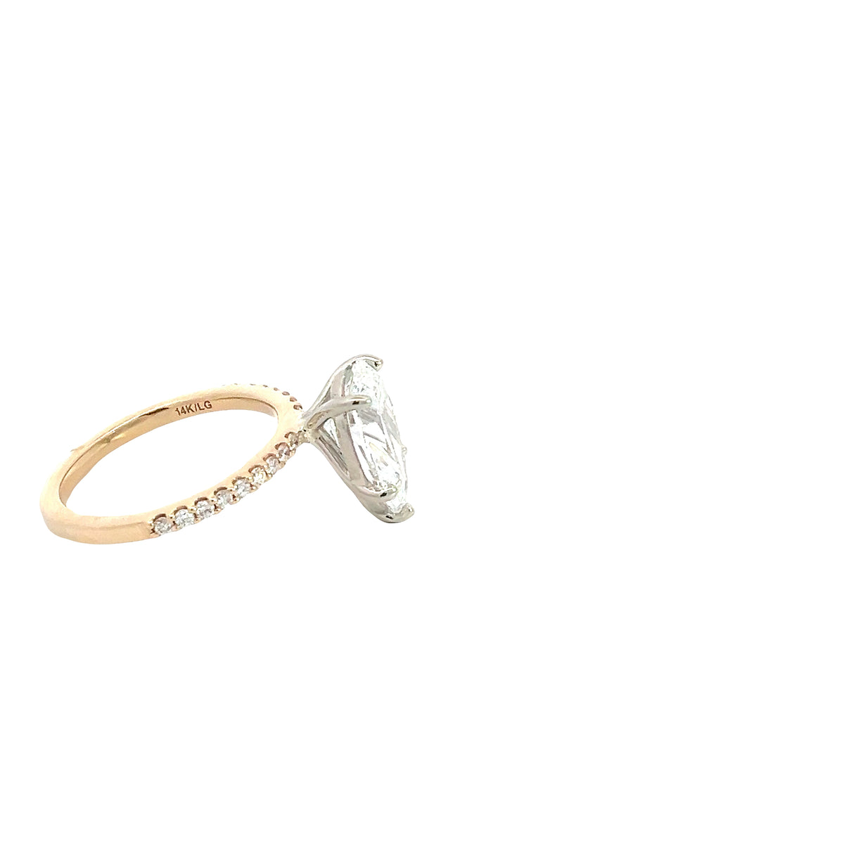 LAB GROWN PEAR AND ROUND DIAMONDS 3 1/3ctw PRONG SET RING