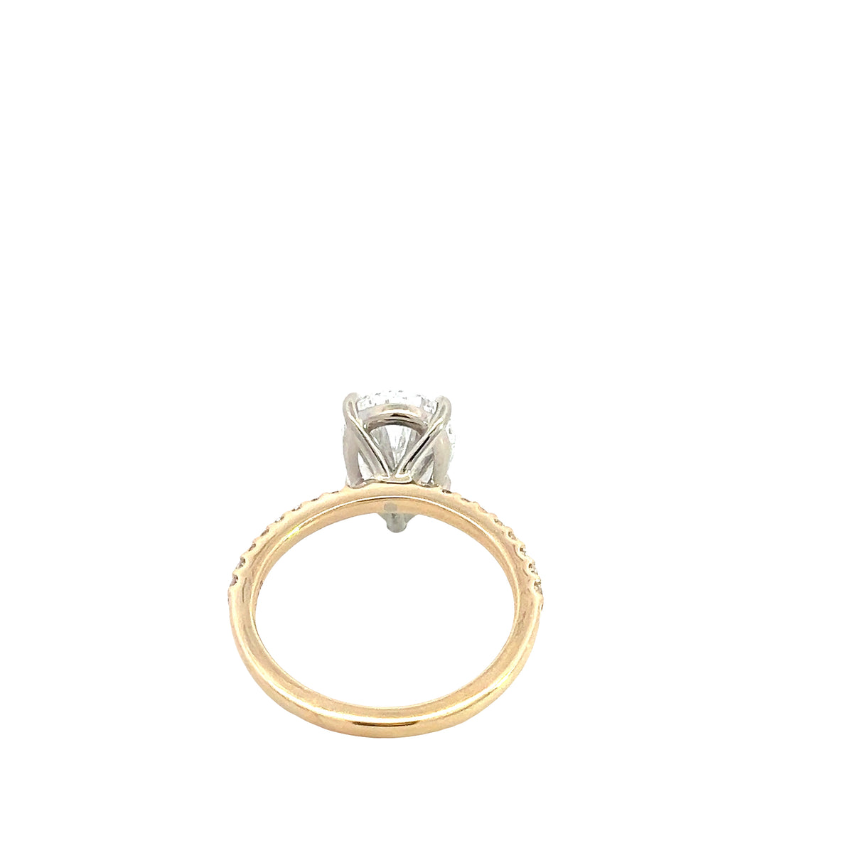LAB GROWN PEAR AND ROUND DIAMONDS 3 1/3ctw PRONG SET RING