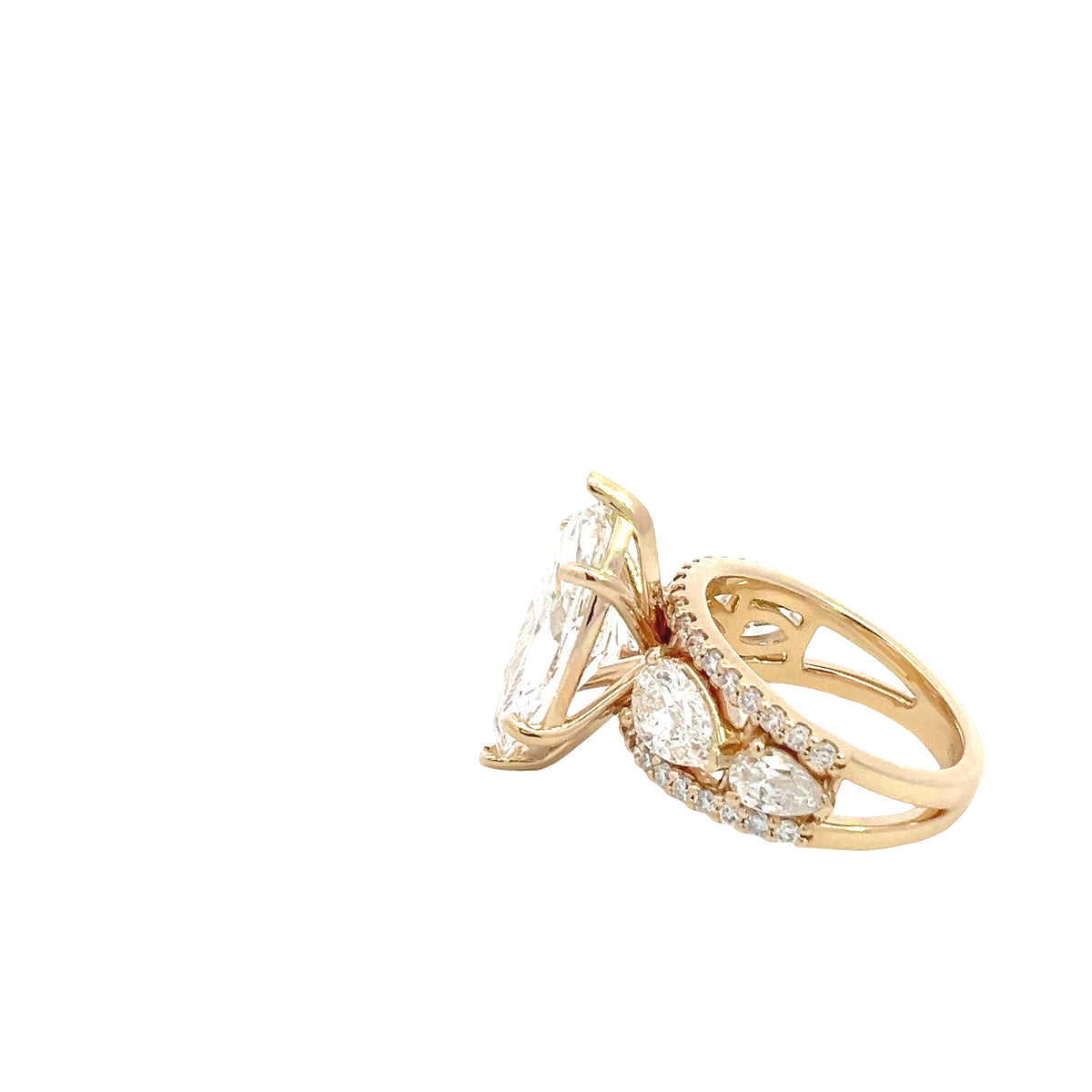 LAB GROWN MARQUISE, PEAR AND ROUND DIAMONDS 7.61ctw CUSTOM RING