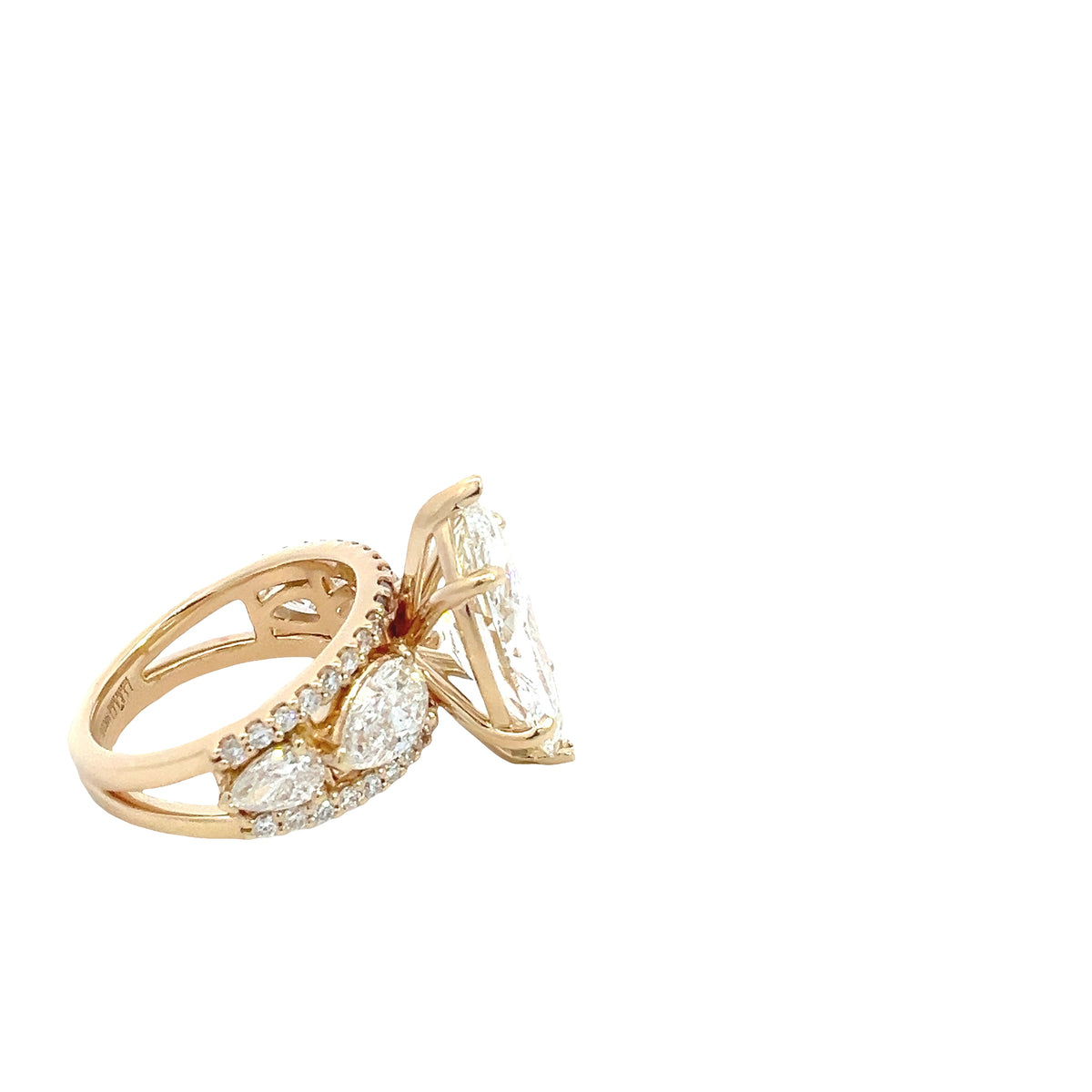 LAB GROWN MARQUISE, PEAR AND ROUND DIAMONDS 7.61ctw CUSTOM RING