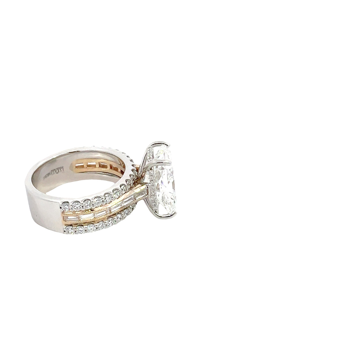 LAB GROWN RADIANT, ROUND AND BAGUETTE DIAMONDS 6.54ctw RING