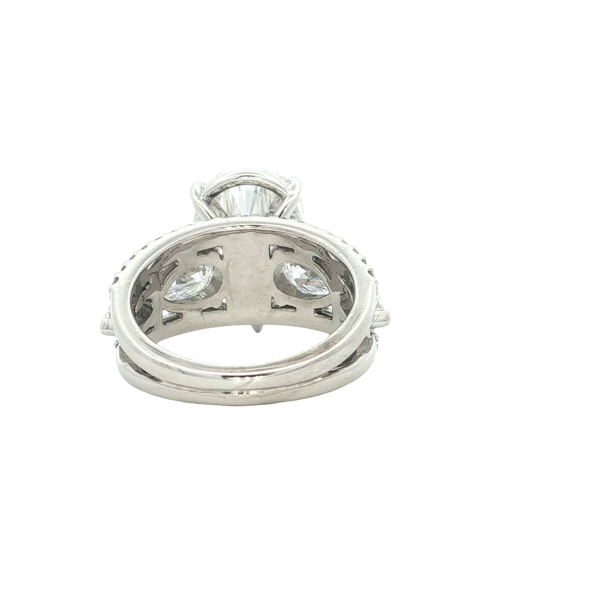 LAB GROWN PEAR AND ROUND DIAMONDS 8.06ctw CUSTOM PRONG SET RING
