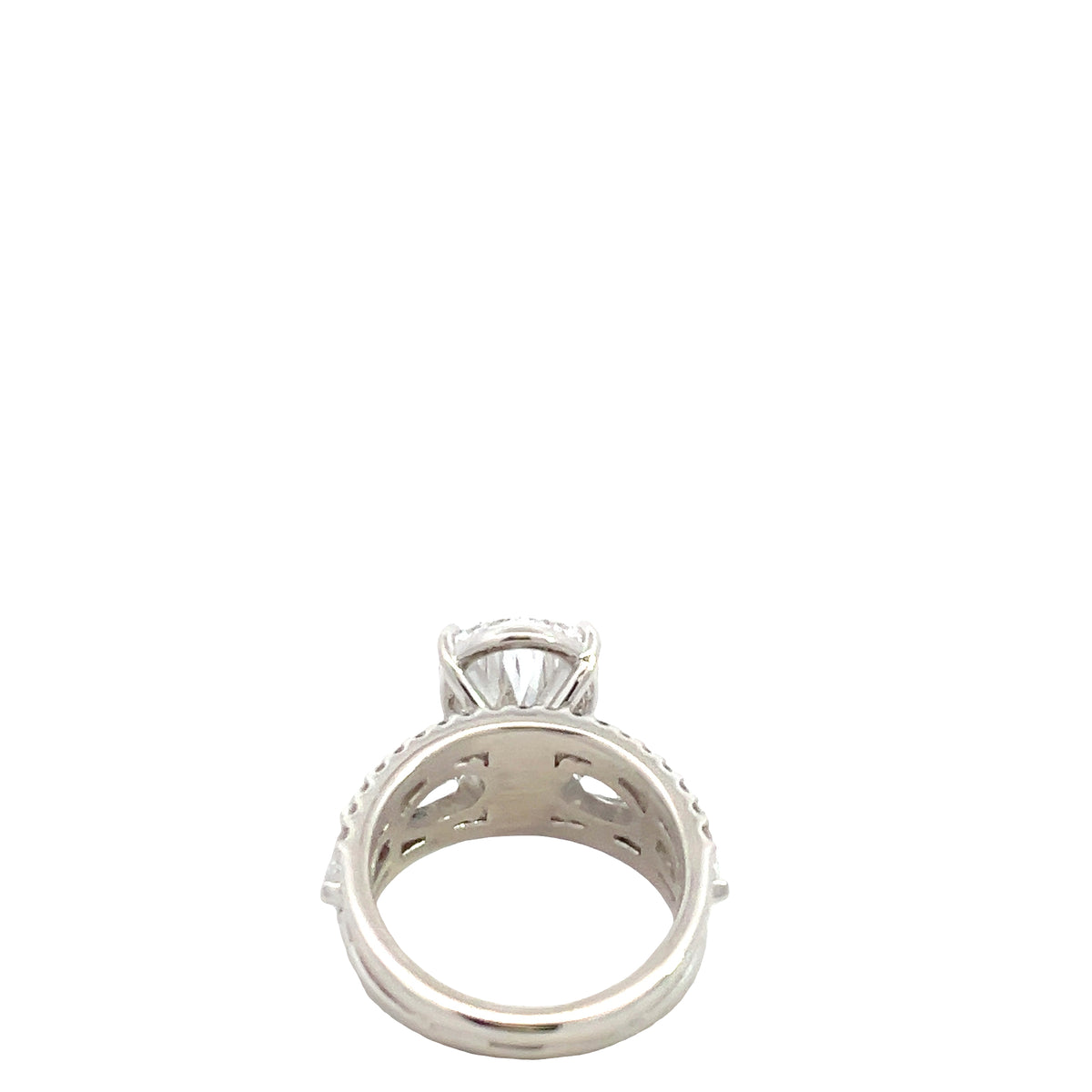LAB GROWN PEAR AND ROUND DIAMONDS 8.06ctw THREE STONE SPLIT RING