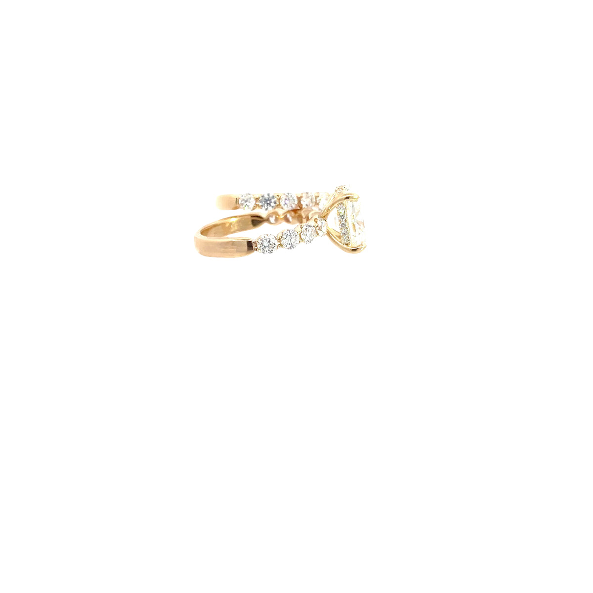LAB GROWN OVAL & ROUND DIAMONDS 4.60ctw PRONG SET TWO PIECE WEDDING SET