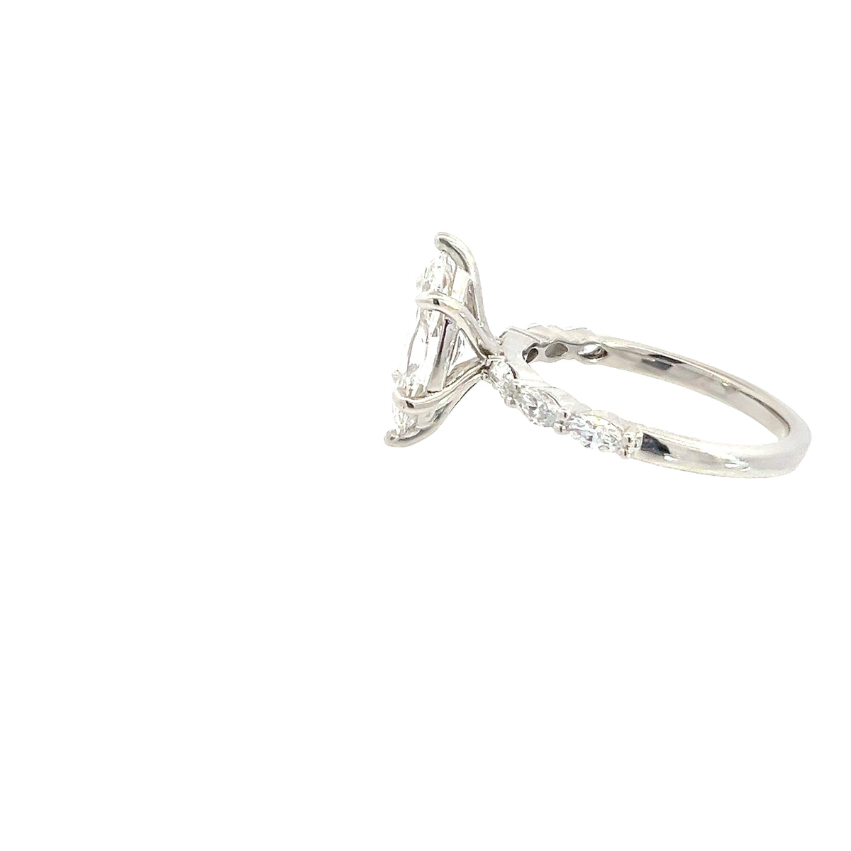 LAB GROWN MARQUISE DIAMONDS 1.98ctw PRONG SET SCALLOP RING