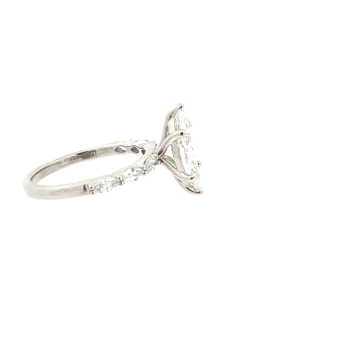 LAB GROWN MARQUISE DIAMONDS 1.98ctw PRONG SET SCALLOP RING