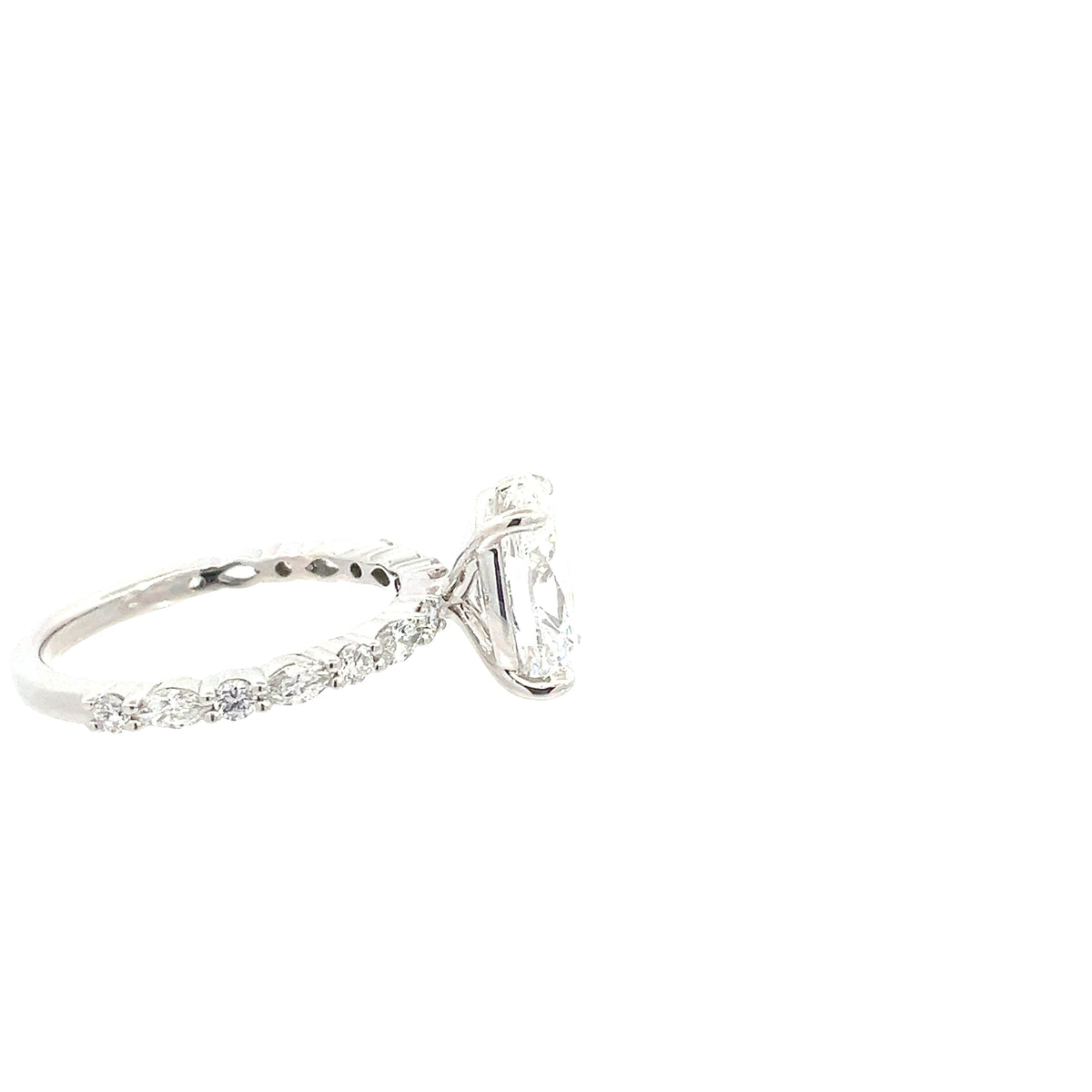 LAB GROWN OVAL, MARQUISE AND ROUND DIAMONDS 3.07ctw PRONG SET RING