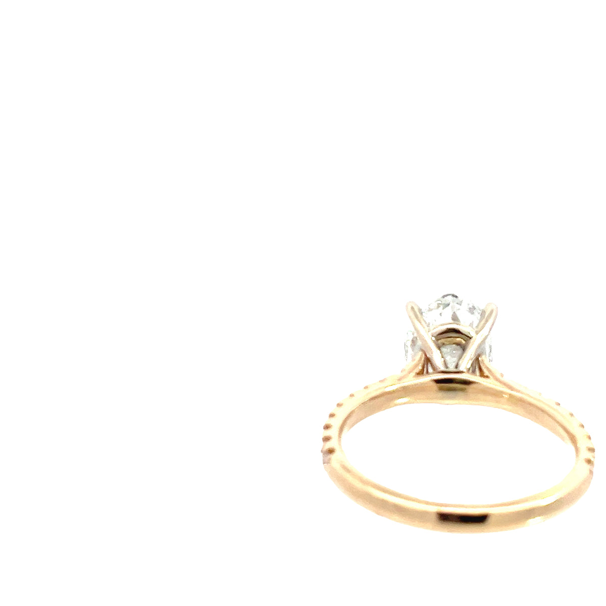 LAB GROWN OVAL AND ROUND DIAMONDS 2.99ctw CATHEDRAL PRONG SET RING