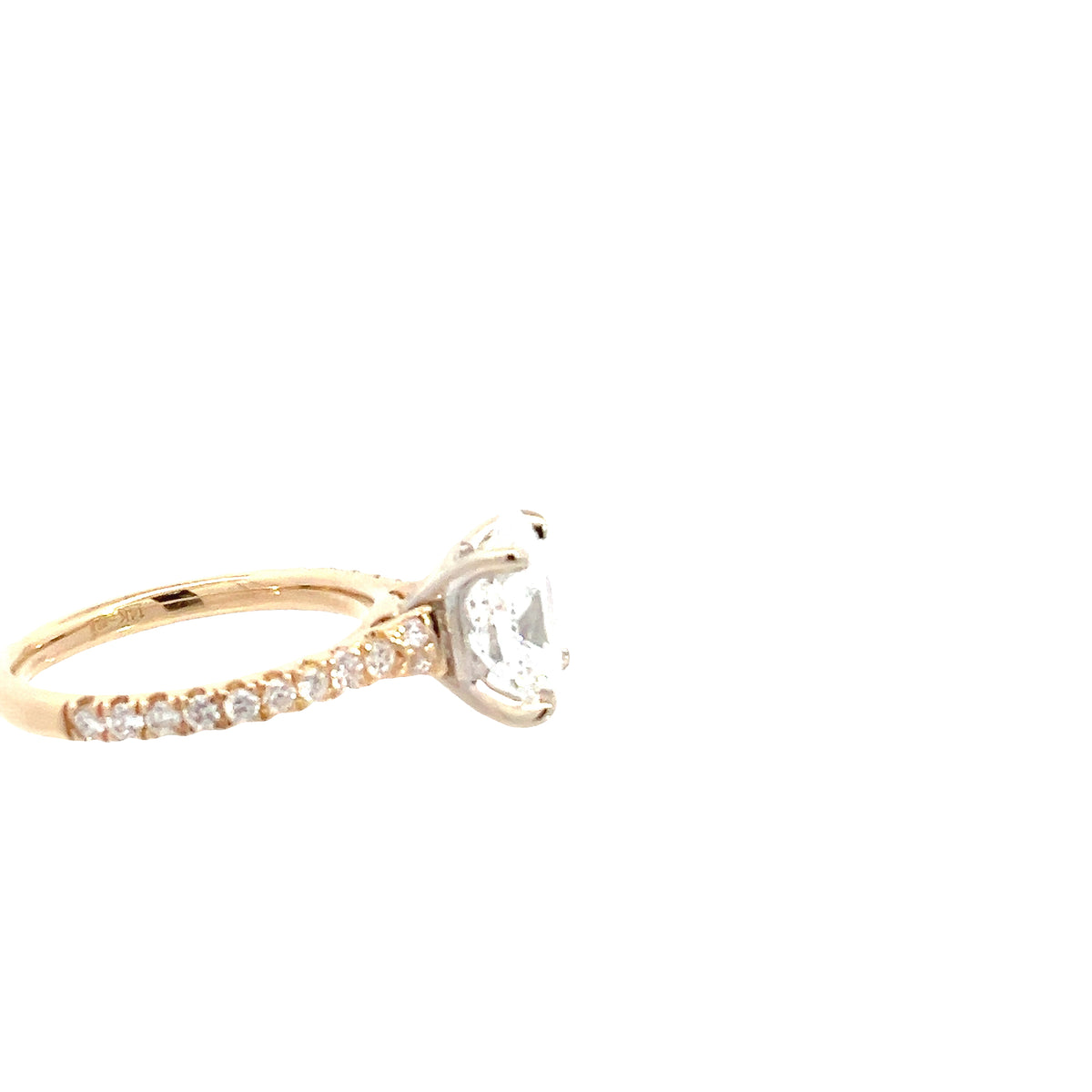 LAB GROWN OVAL AND ROUND DIAMONDS 2.99ctw CATHEDRAL PRONG SET RING