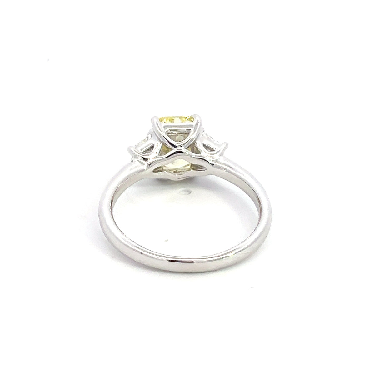 LAB GROWN FANCY YELLOW RADIANT & TRAPEZOID 2.06ctw THREE STONE RING