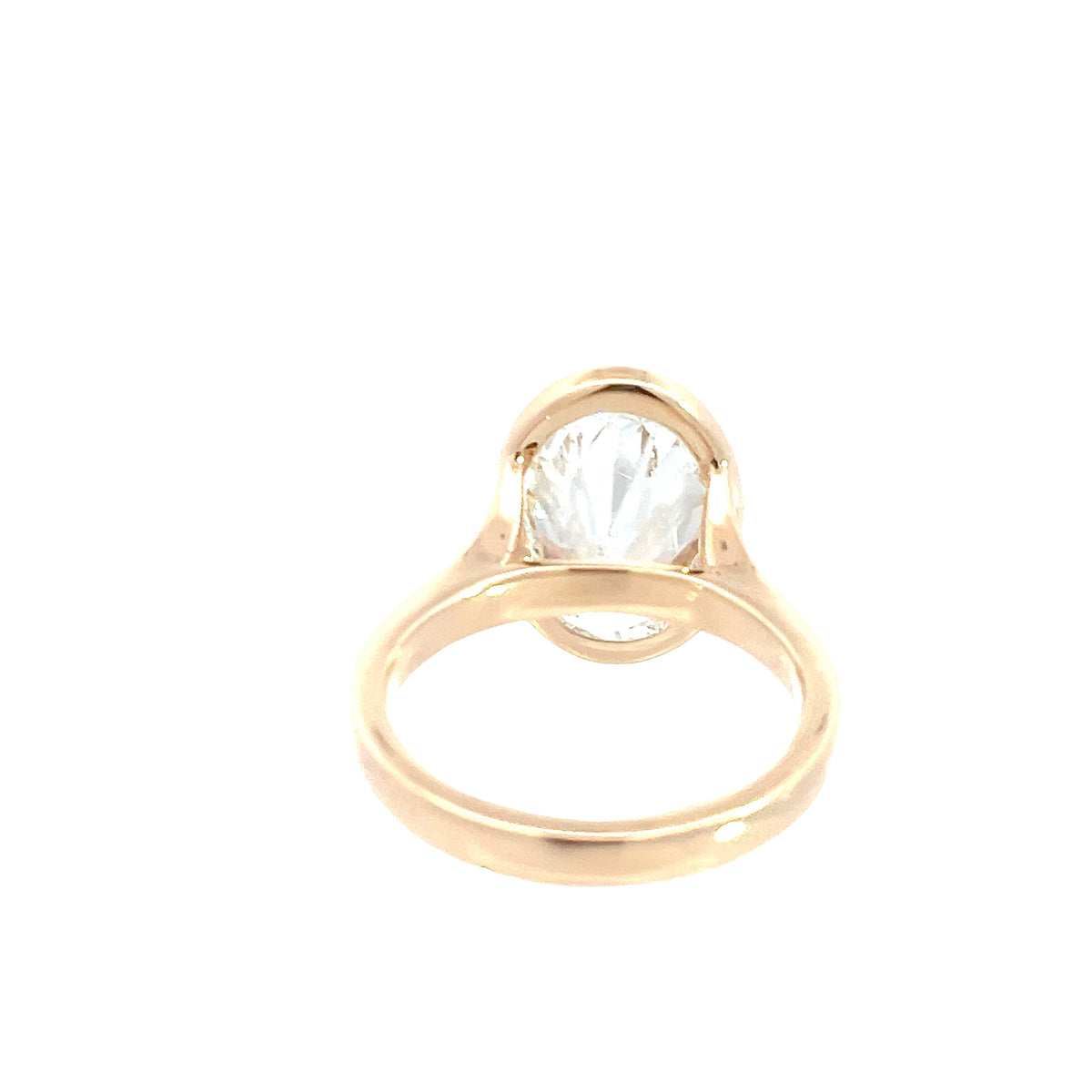 LAB GROWN OVAL AND BAGUETTE DIAMONDS 5.40ctw BEZEL RING