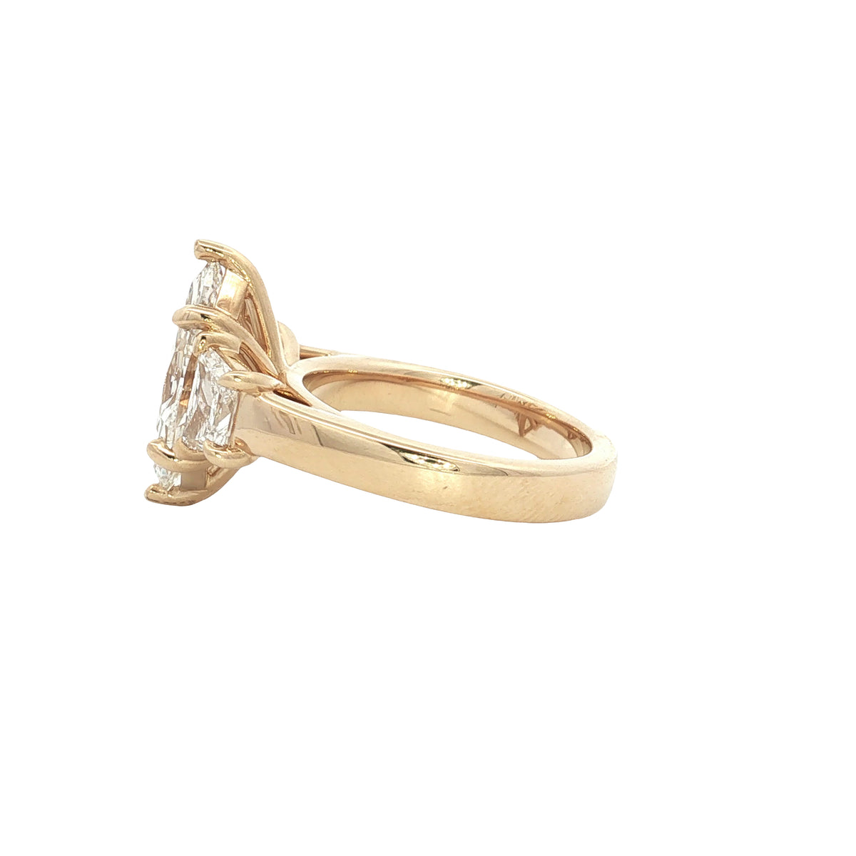 LAB GROWN MARQUISE AND TRAPEZOID DIAMONDS 4.02ctw THREE STONE RING