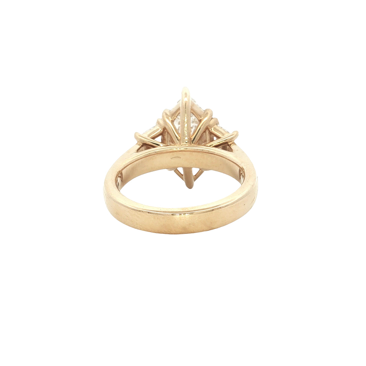 LAB GROWN MARQUISE AND TRAPEZOID DIAMONDS 4.02ctw THREE STONE RING