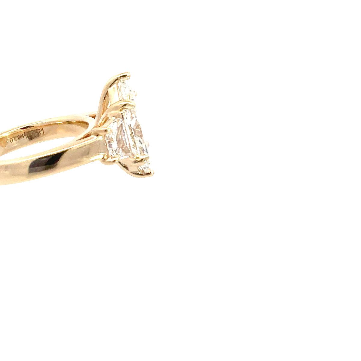 LAB GROWN MARQUISE AND TRAPEZOID DIAMONDS 4.02ctw THREE STONE RING