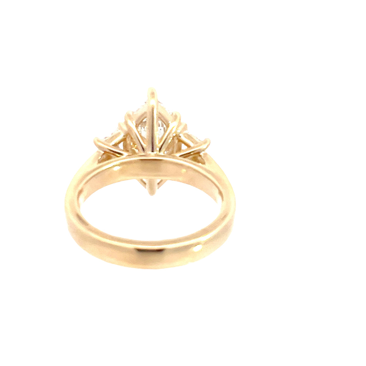 LAB GROWN MARQUISE AND TRAPEZOID DIAMONDS 4.02ctw THREE STONE RING