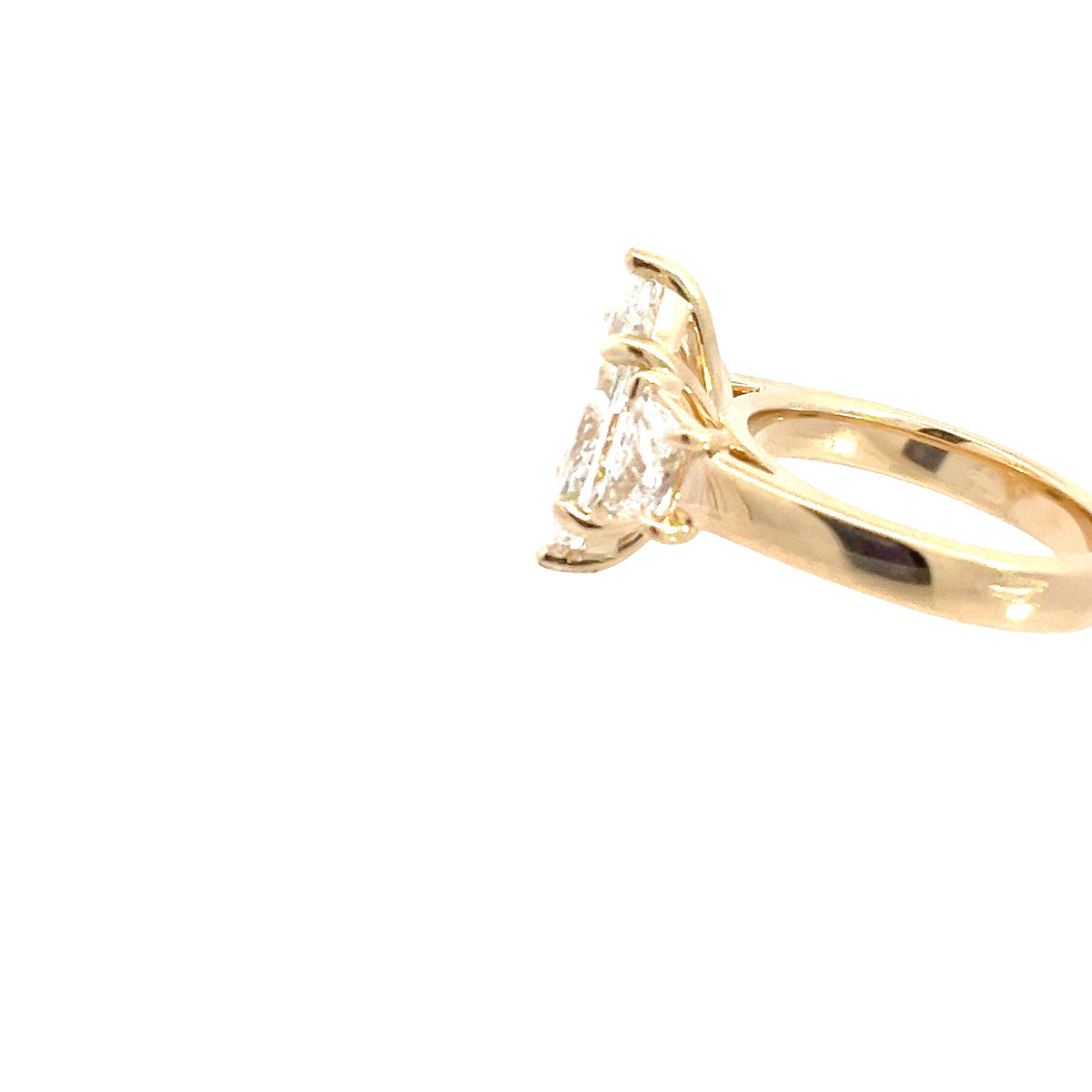 LAB GROWN MARQUISE AND TRAPEZOID DIAMONDS 4.02ctw THREE STONE RING