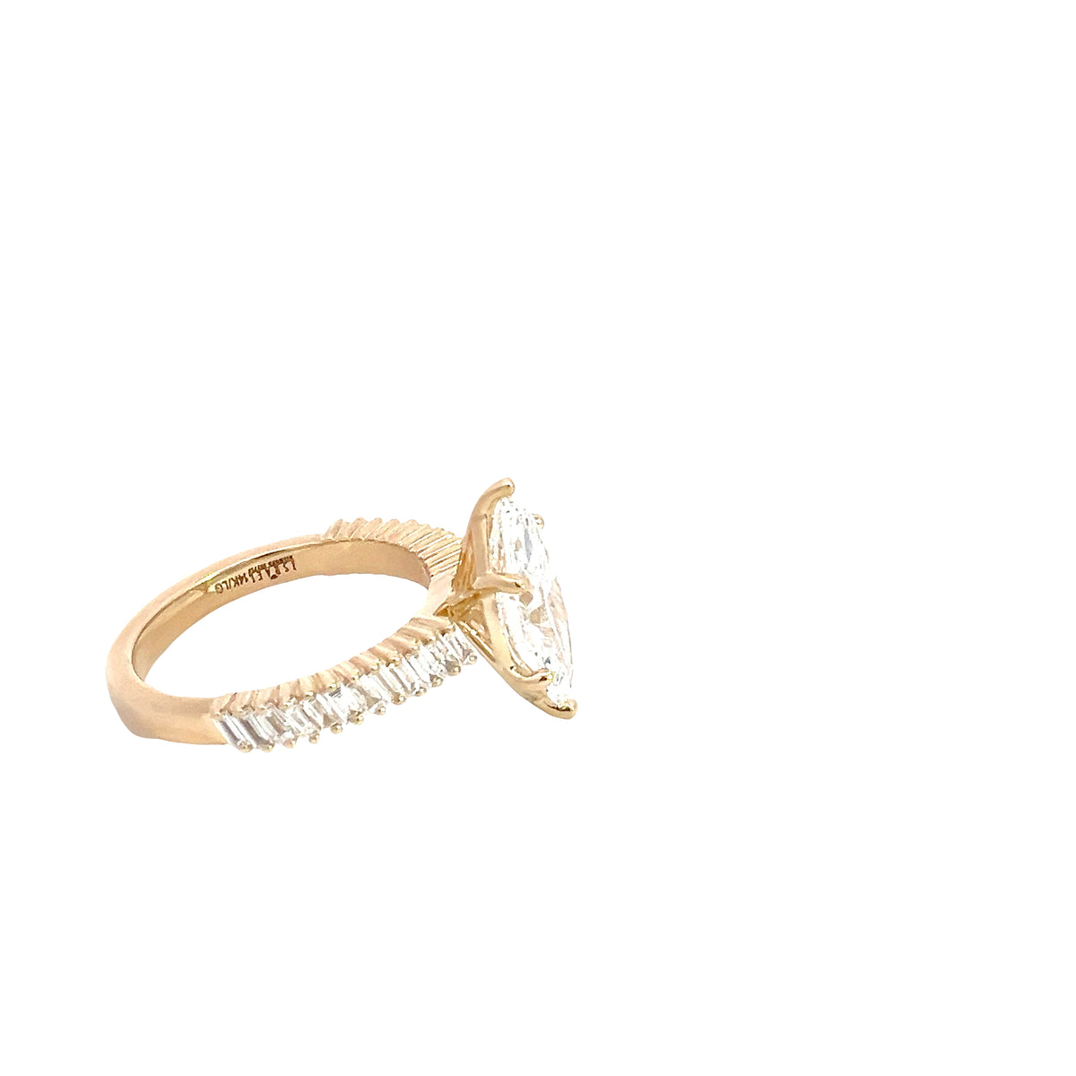 LAB GROWN MARQUISE AND BAGUETTE DIAMONDS 3.05ctw ANGLED PRONG SET RING
