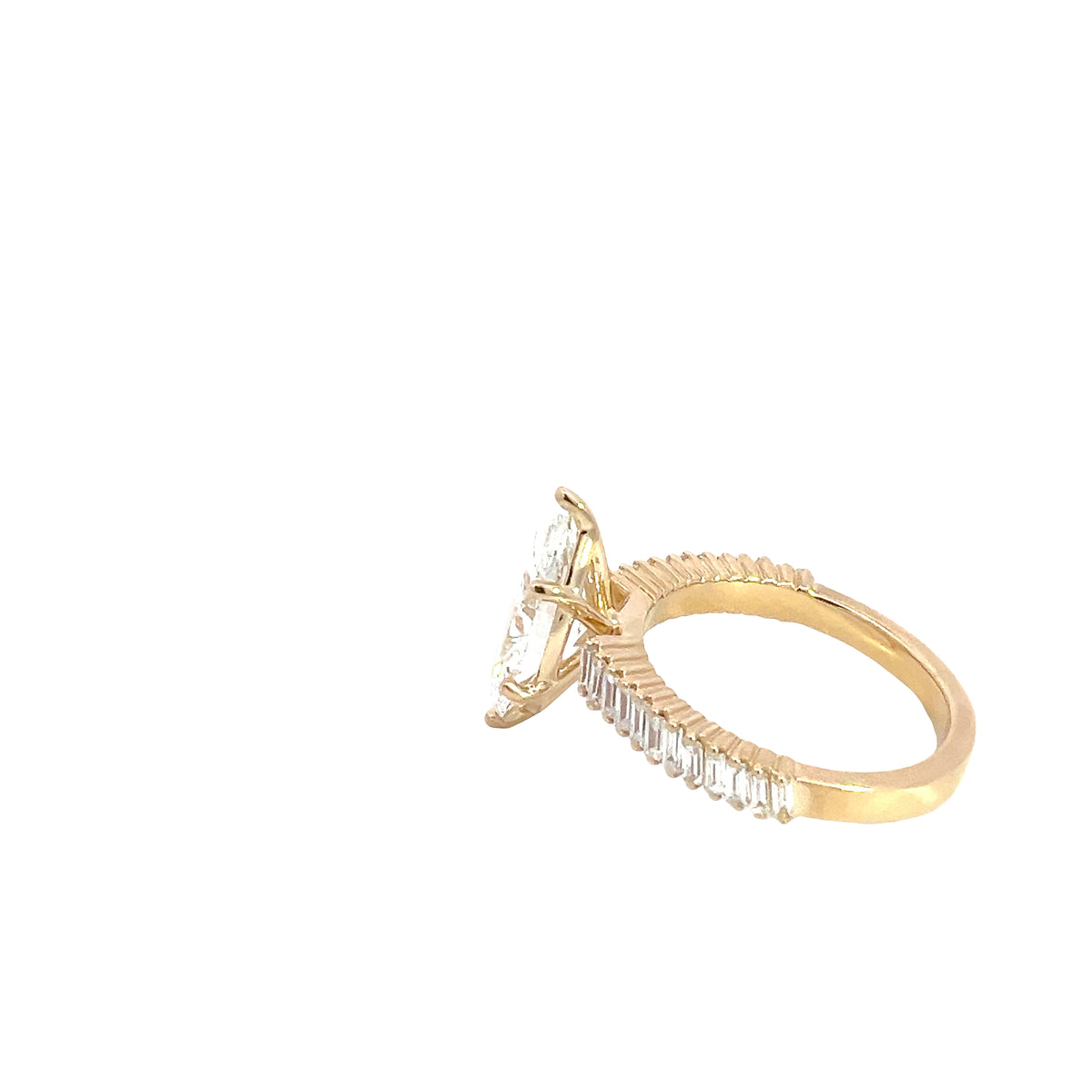 LAB GROWN MARQUISE AND BAGUETTE DIAMONDS 3.05ctw ANGLED PRONG SET RING