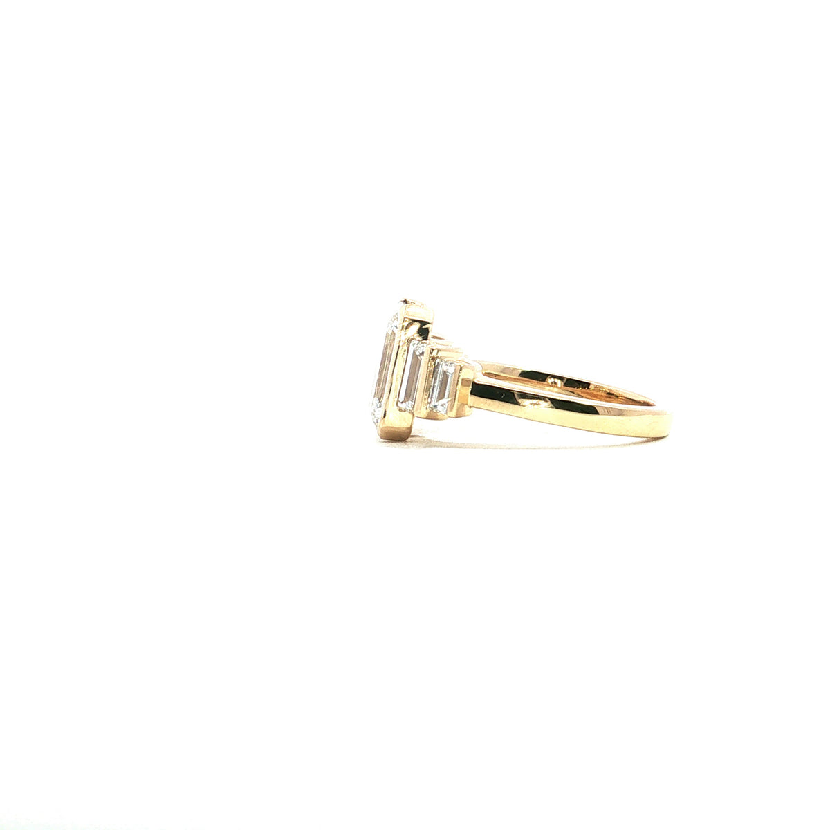 LAB GROWN MODIFIED EMERALD CUT & BAGUETTE DIAMONDS 4.09ctw FIVE STONE RING