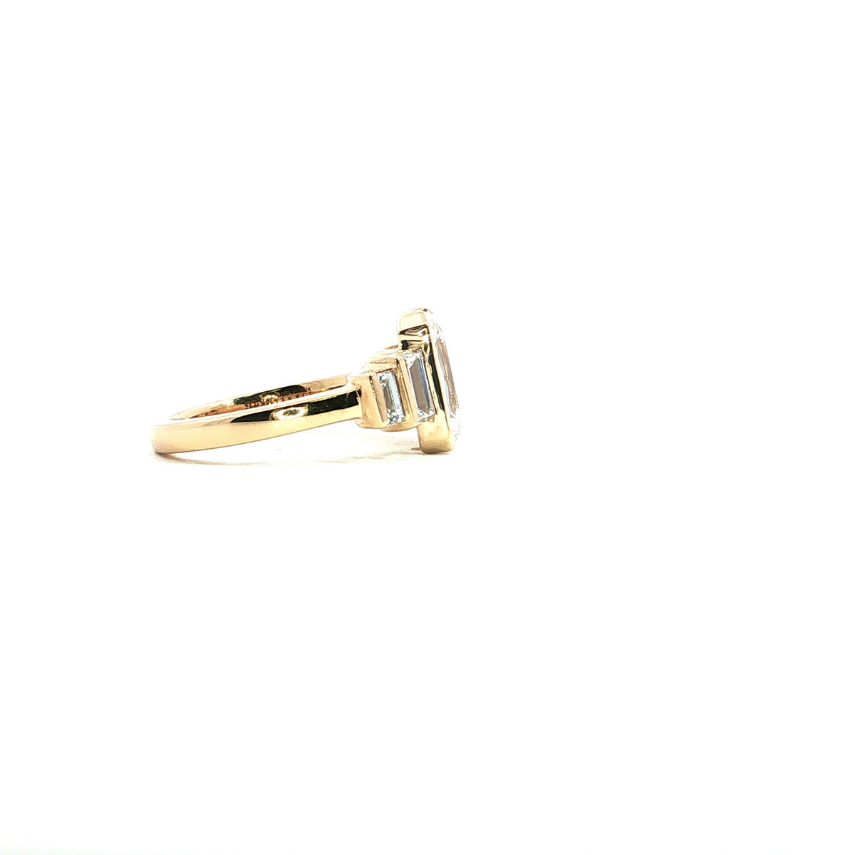 LAB GROWN MODIFIED EMERALD CUT & BAGUETTE DIAMONDS 4.09ctw FIVE STONE RING