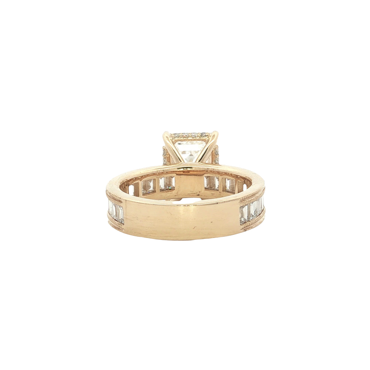 LAB GROWN EMERALD AND BAGUETTE DIAMONDS 6.90ctw CHANNEL SET RING