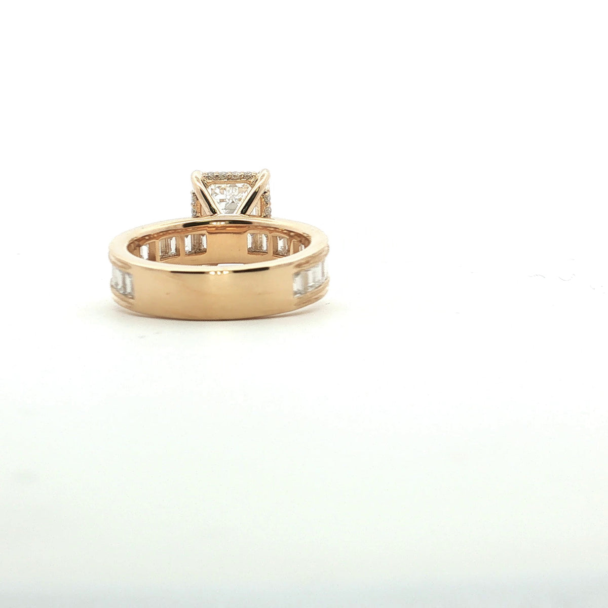 LAB GROWN EMERALD AND BAGUETTE DIAMONDS 6.90ctw CHANNEL SET RING