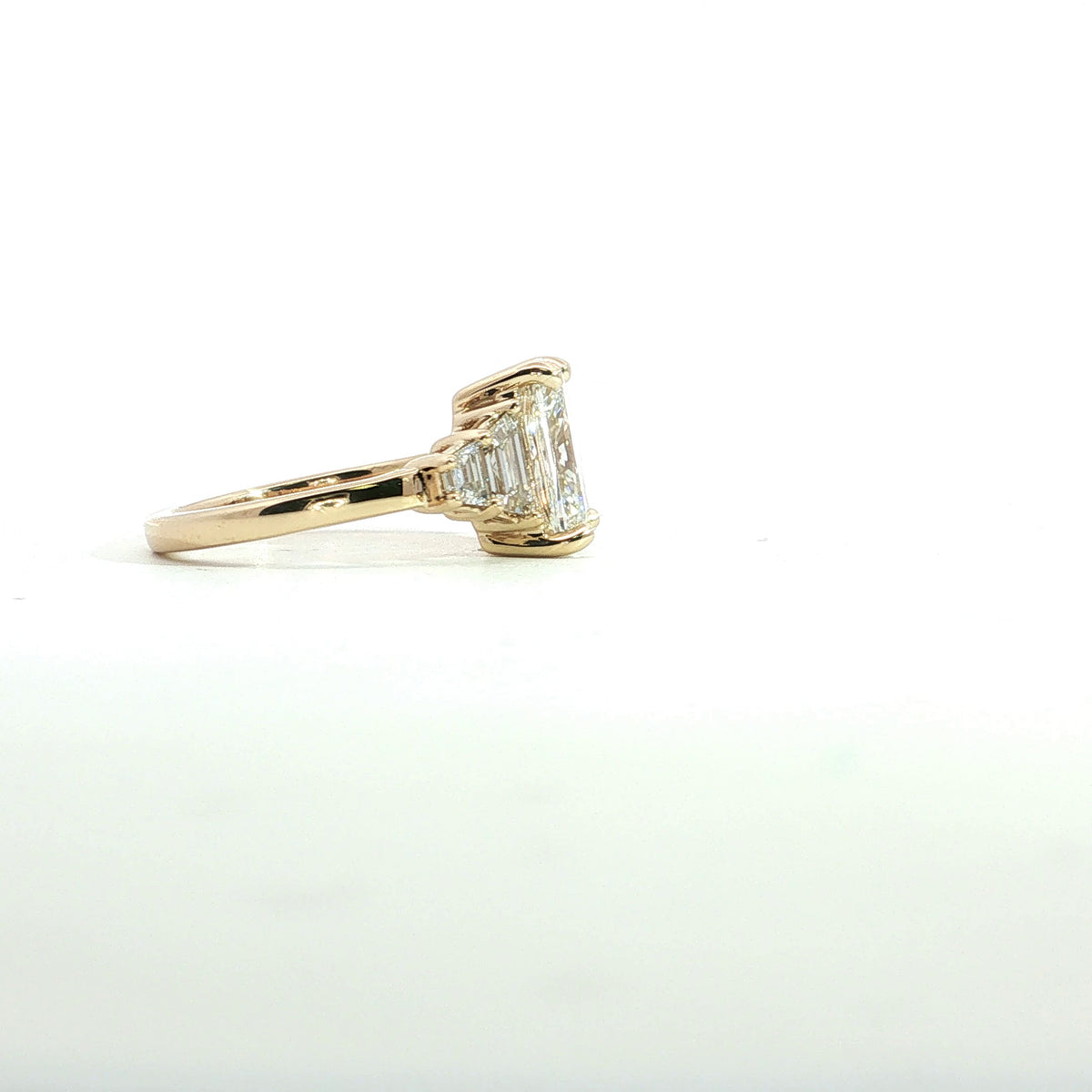 LAB GROWN CUSHION AND TRAPEZOID DIAMONDS 4.08ctw RING