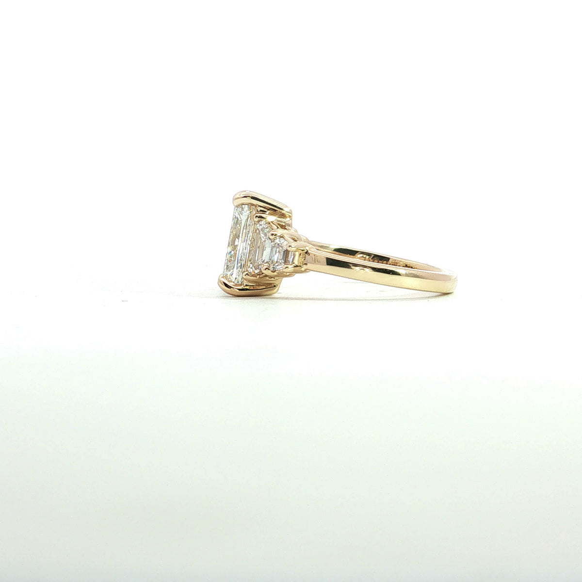LAB GROWN CUSHION AND TRAPEZOID DIAMONDS 4.08ctw RING
