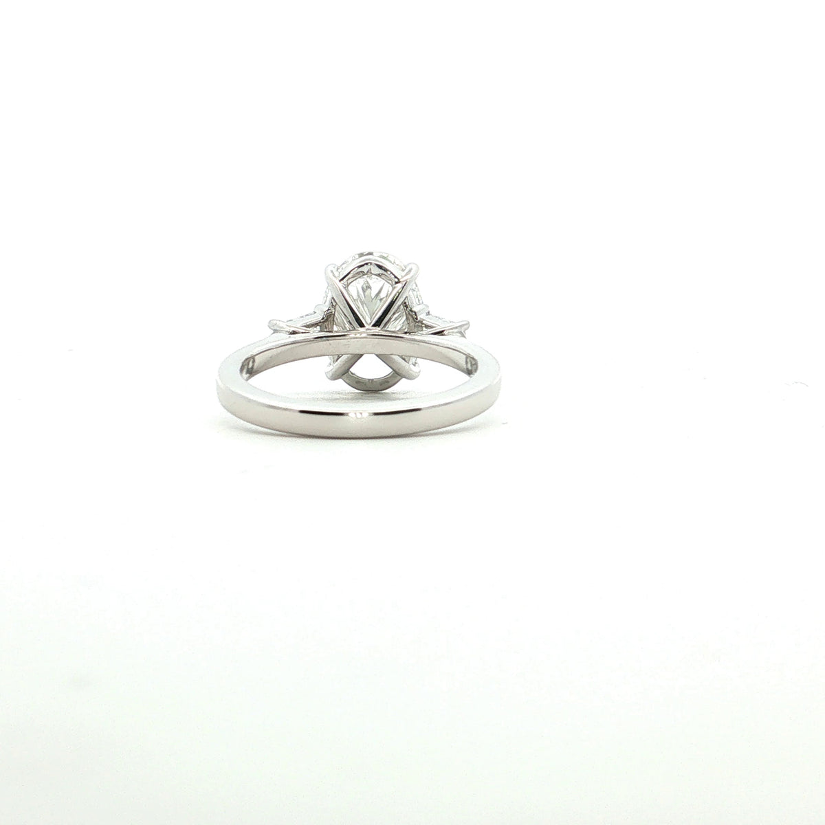 LAB GROWN OVAL AND BAGUETTE DIAMONDS 3.20ctw THREE STONE RING