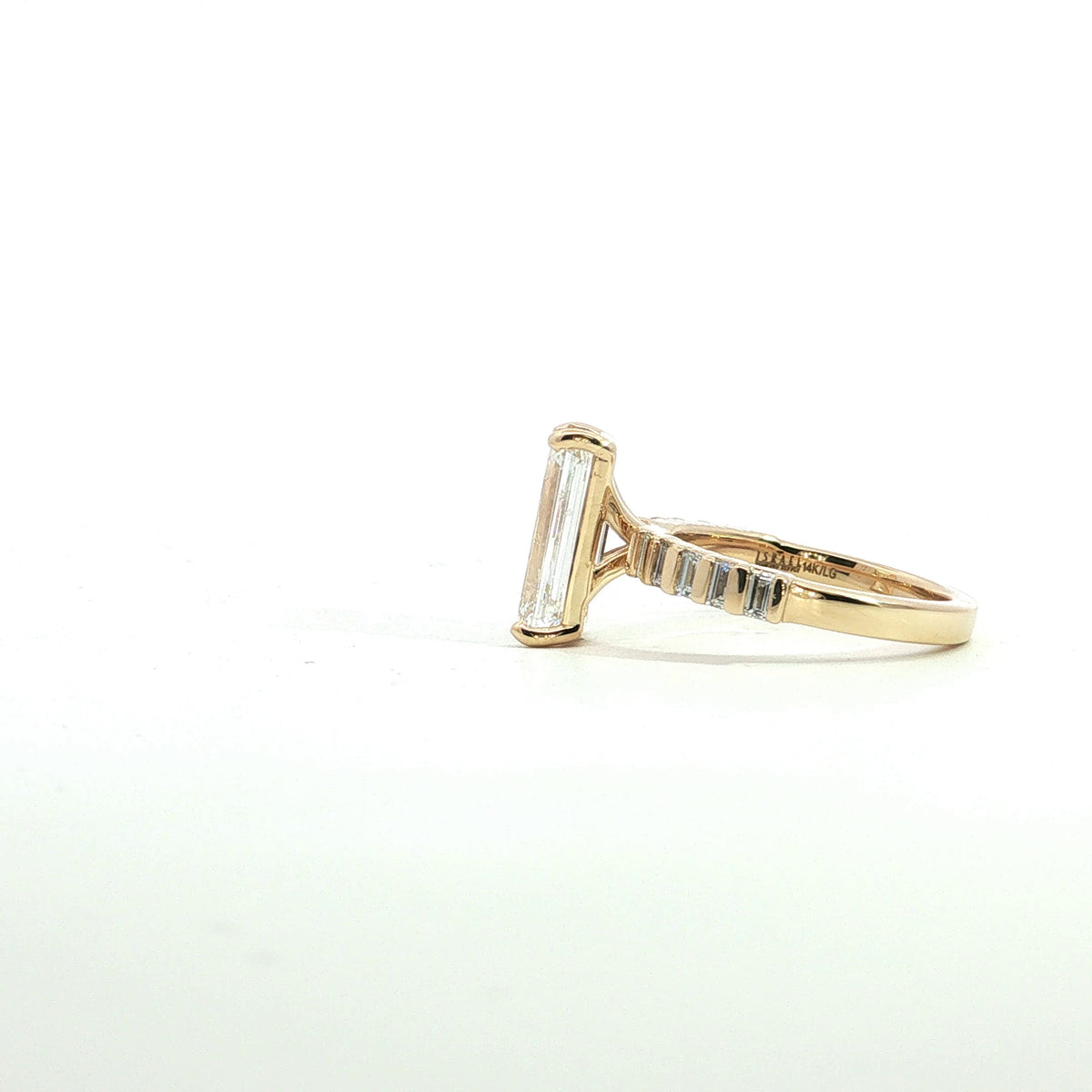 LAB GROWN EMERALD AND BAGUETTE DIAMONDS 3.49ctw CHANNEL SET RING