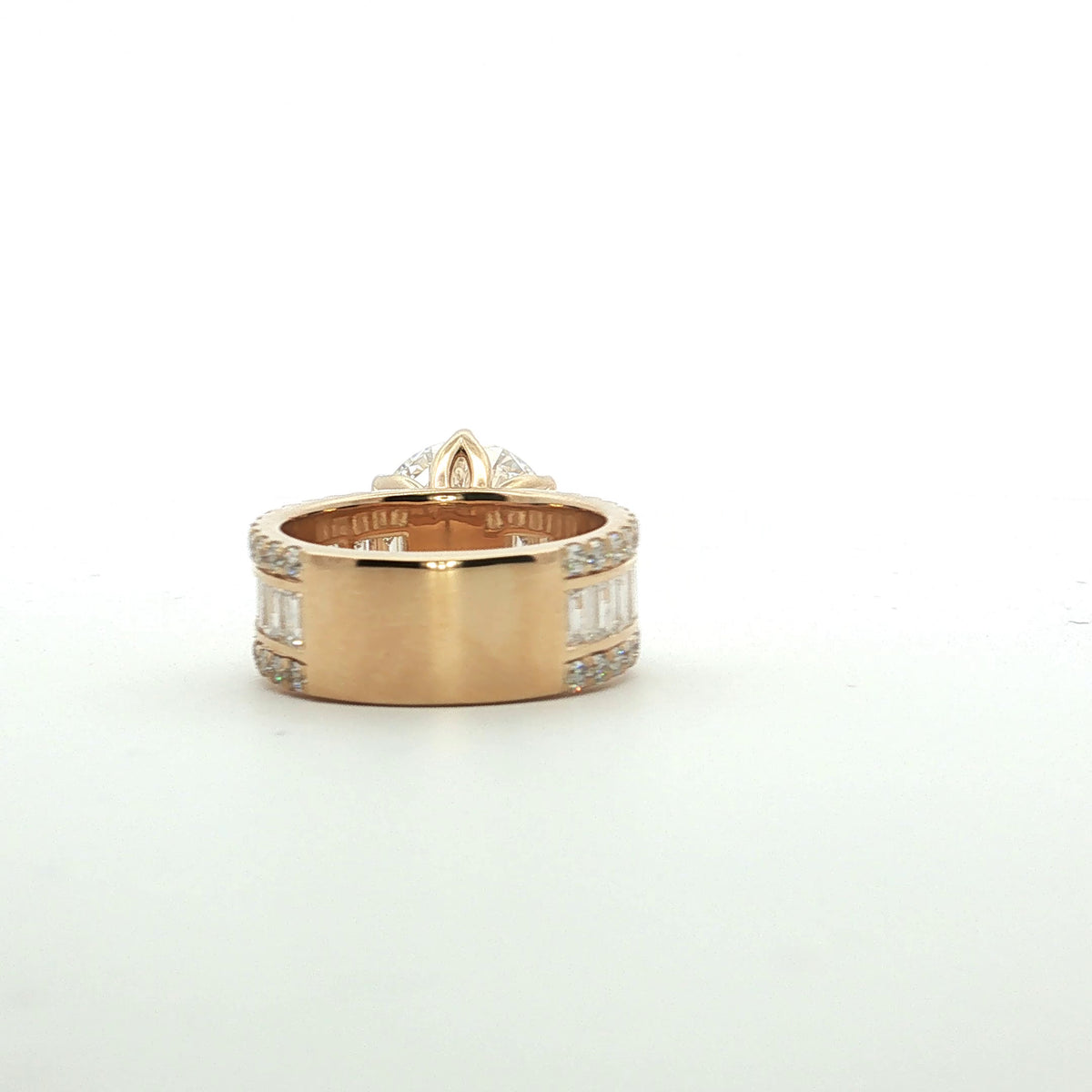 LAB GROWN ROUND AND BAGUETTE DIAMONDS 7.97ctw THREE ROW RING