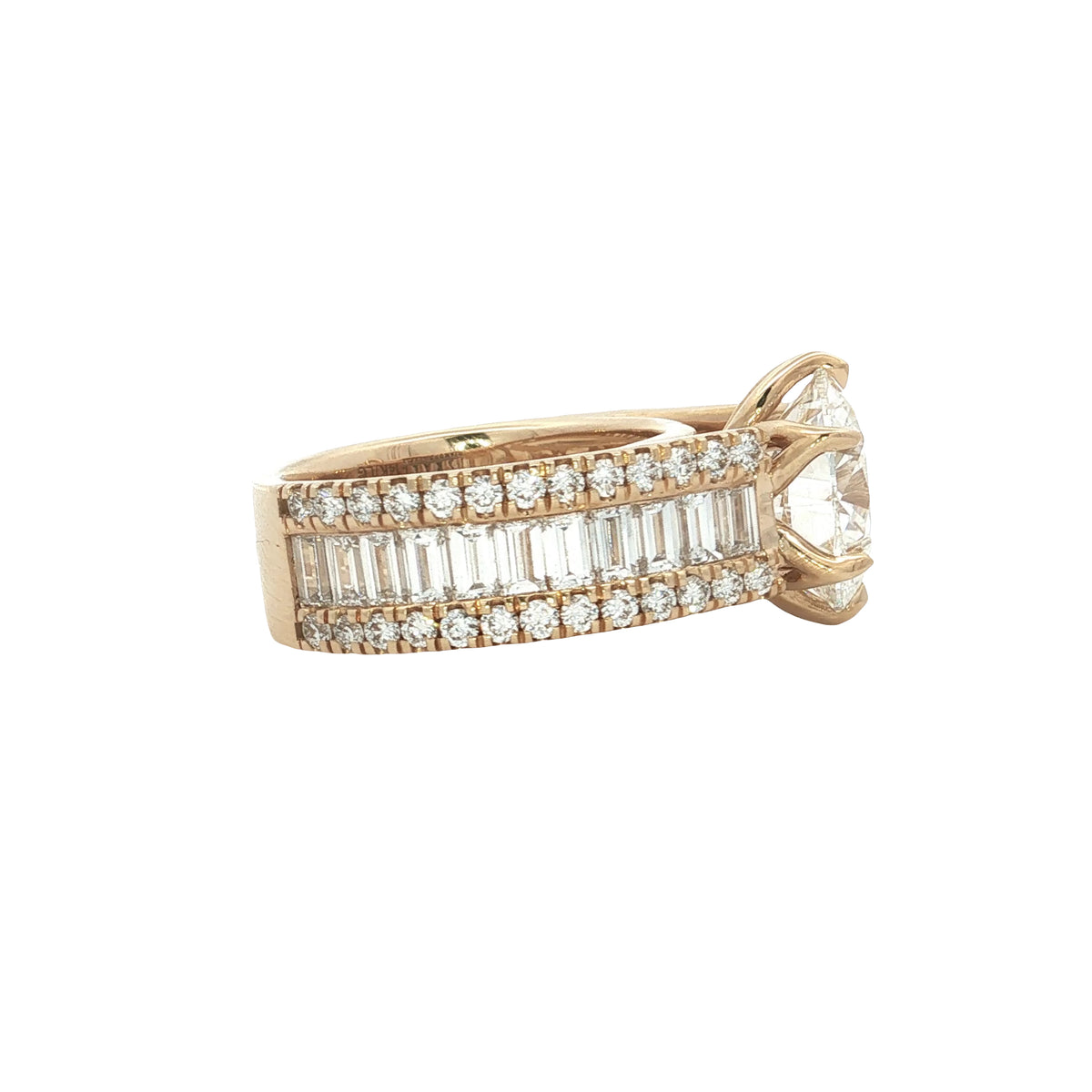 LAB GROWN ROUND AND BAGUETTE DIAMONDS 8.19ctw CATHEDRAL RING