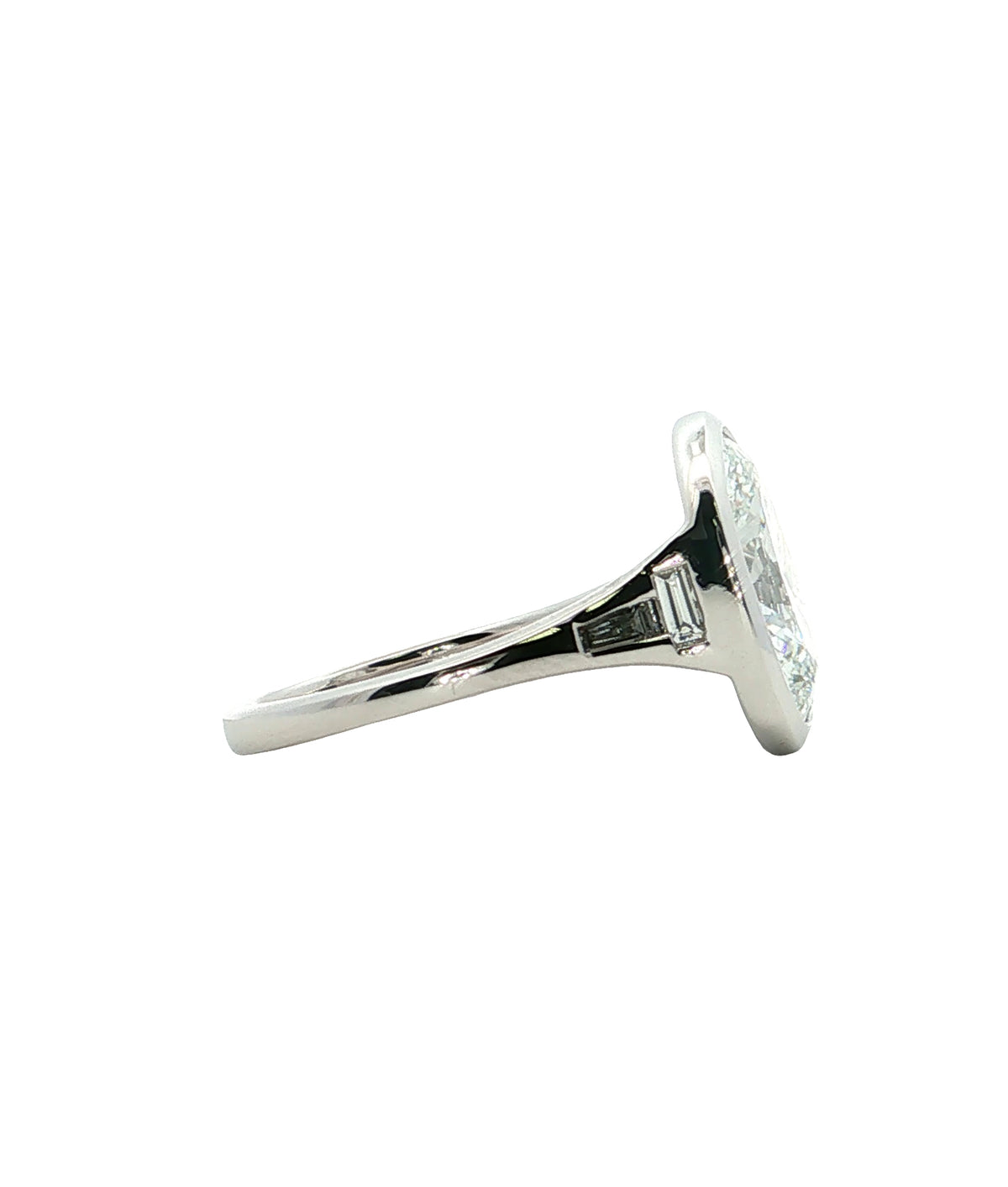LAB GROWN OVAL AND BAGUETTE DIAMONDS 5.43ctw BEZEL RING