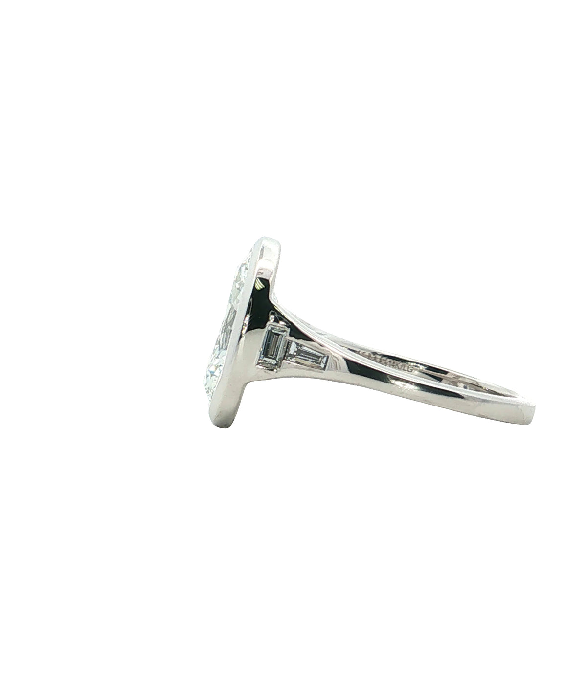 LAB GROWN OVAL AND BAGUETTE DIAMONDS 5.43ctw BEZEL RING