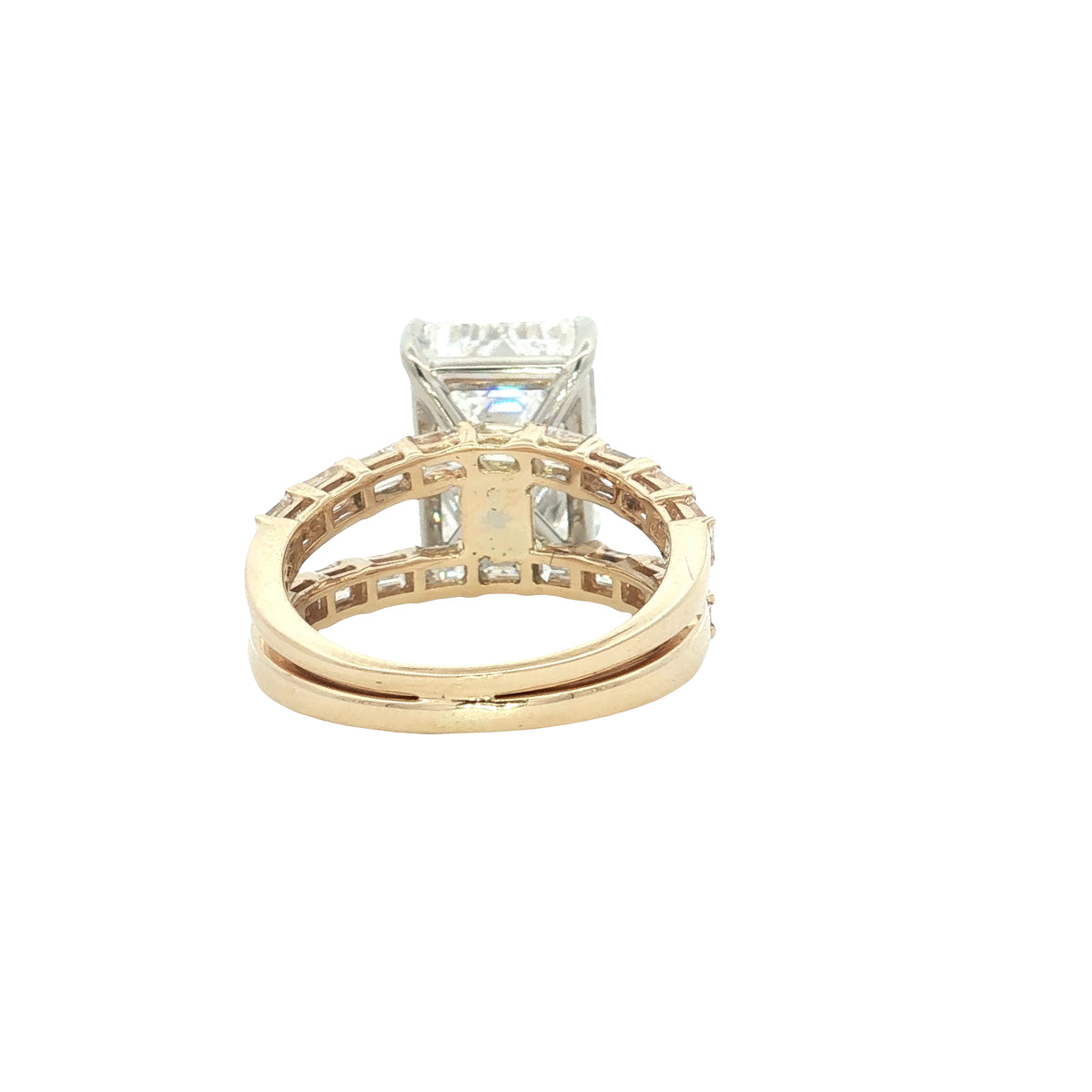 LAB GROWN EMERALD CUT DIAMONDS 9.54ctw SPLIT SHANK RING