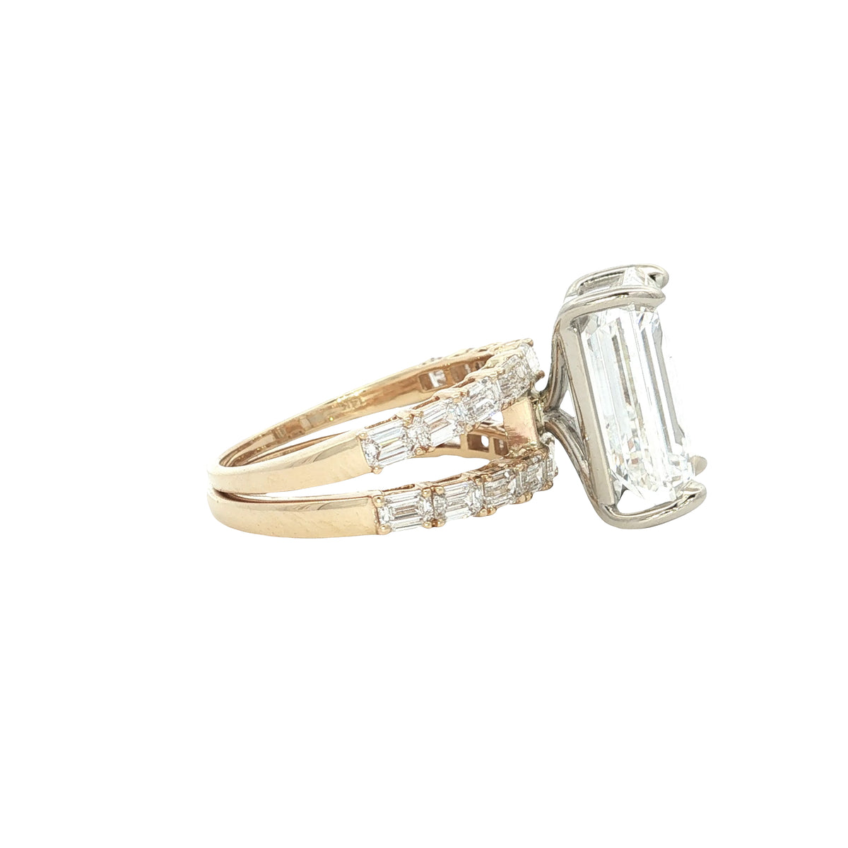 LAB GROWN EMERALD CUT DIAMONDS 9.54ctw SPLIT SHANK RING