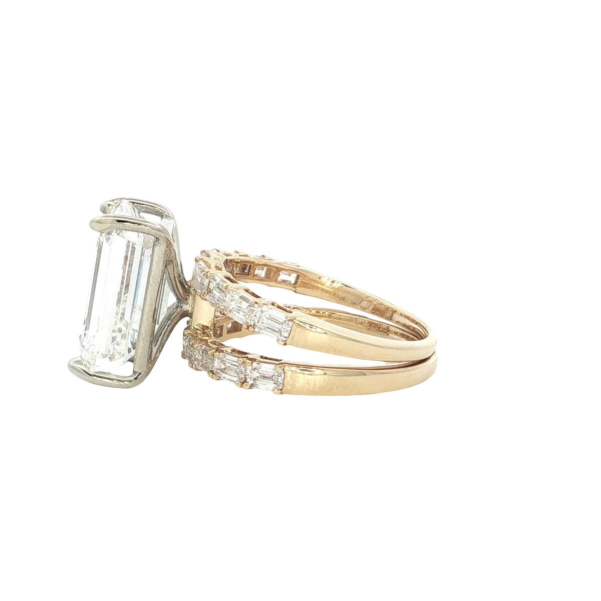 LAB GROWN EMERALD CUT DIAMONDS 9.54ctw SPLIT SHANK RING