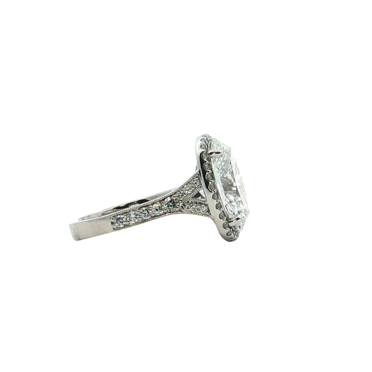 LAB GROWN DIAMOND OVAL AND ROUND DIAMONDS 6.52ctw PRONG SET HALO RING