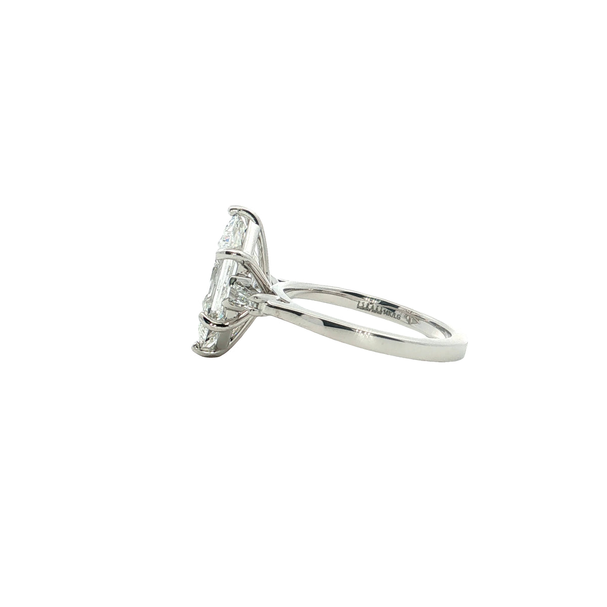 LAB GROWN DUTCH MARQUISE AND BAGUETTE DIAMONDS 3.24ctw THREE STONE RING