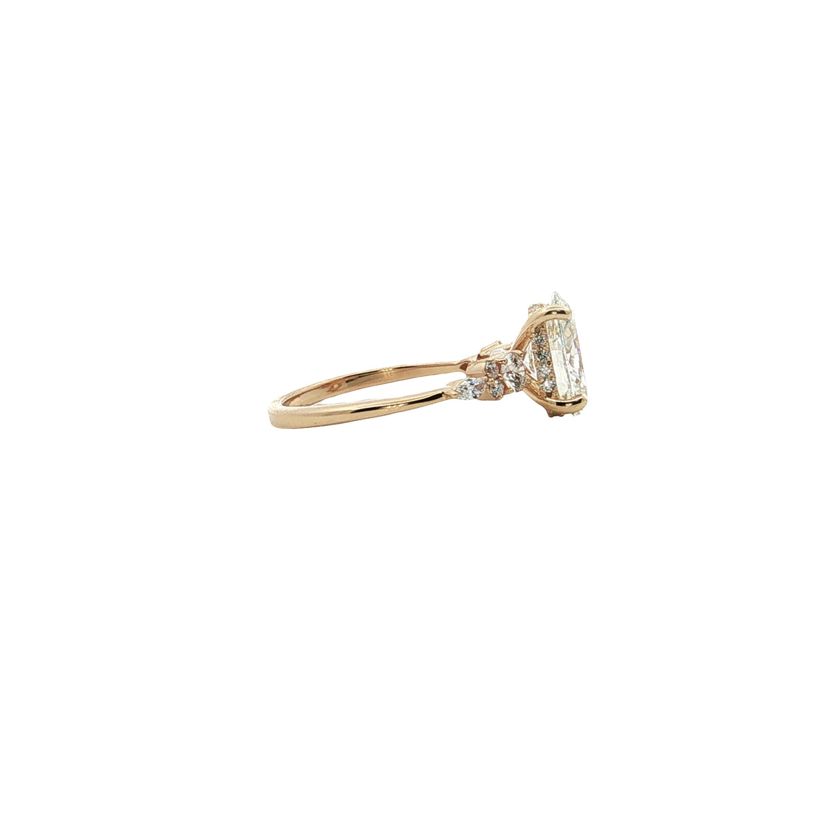 LAB GROWN OVAL MARQUISE & ROUND DIAMONDS 3.01ctw PRONG SET RING